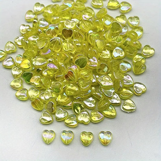 Margele acrilice inima 10x10mm galben