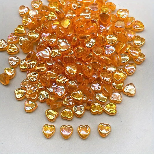 Margele acrilice inima 10x10mm portocaliu