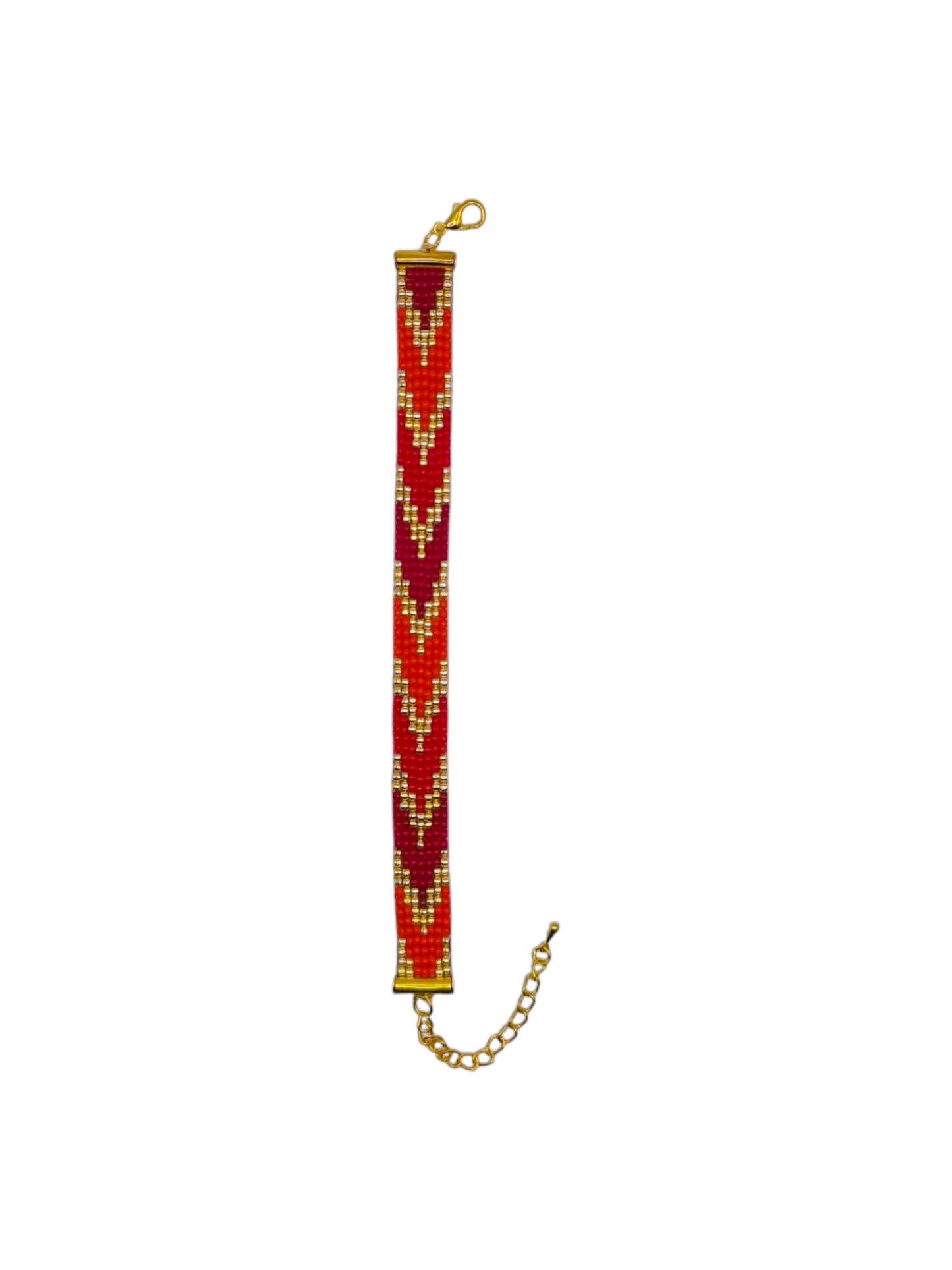 Bratara tesuta handmade Gradient Fire rosu si auriu