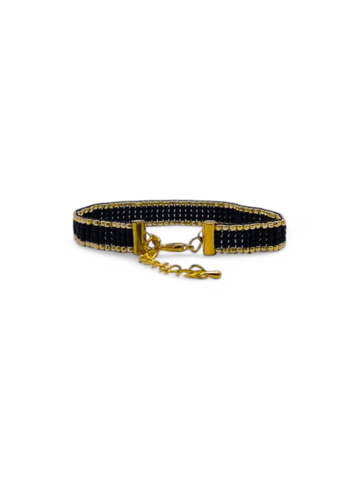 Bratara tesuta handmade Frosted Black negru si auriu