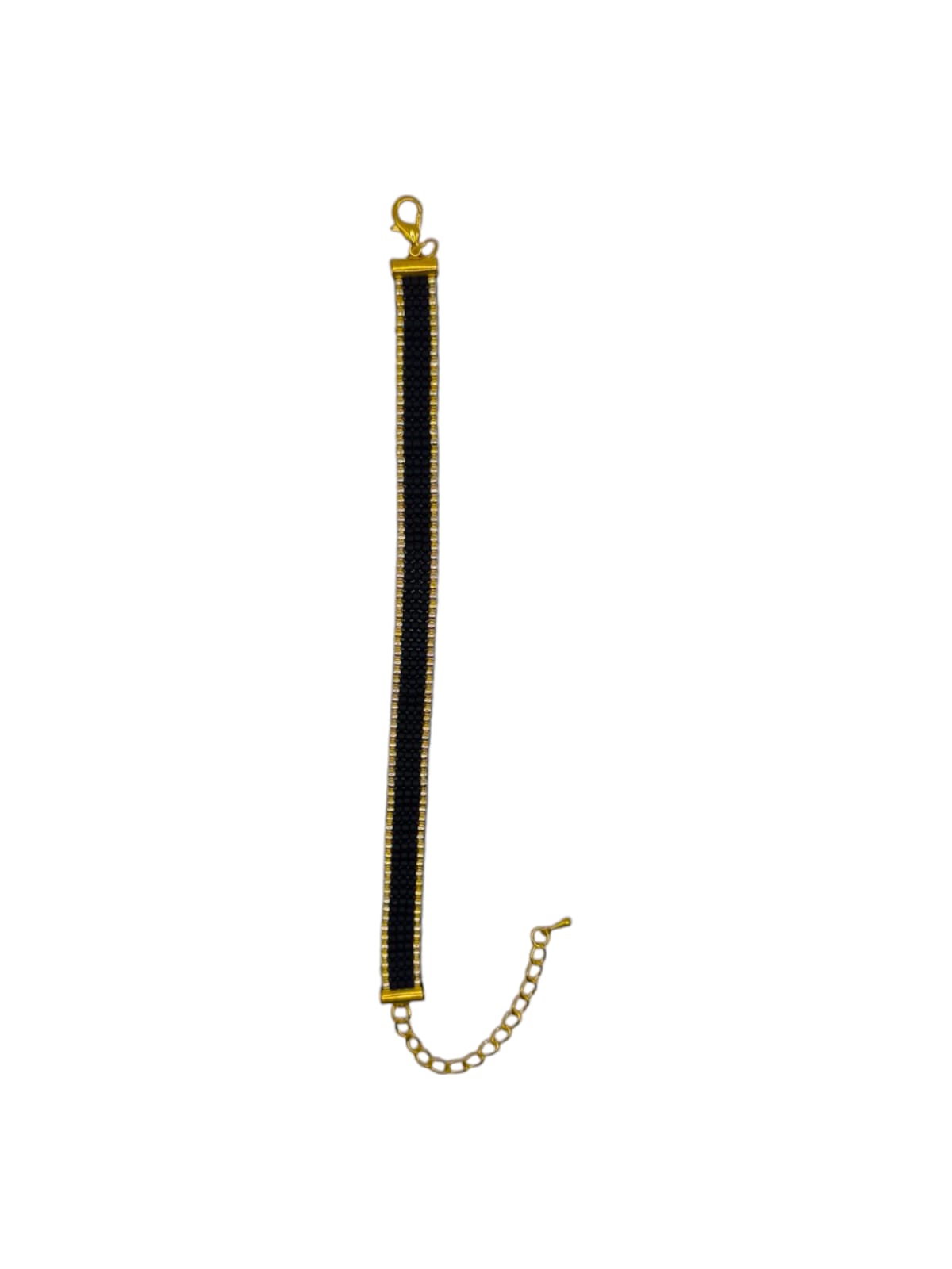 Bratara tesuta handmade Frosted Black negru si auriu