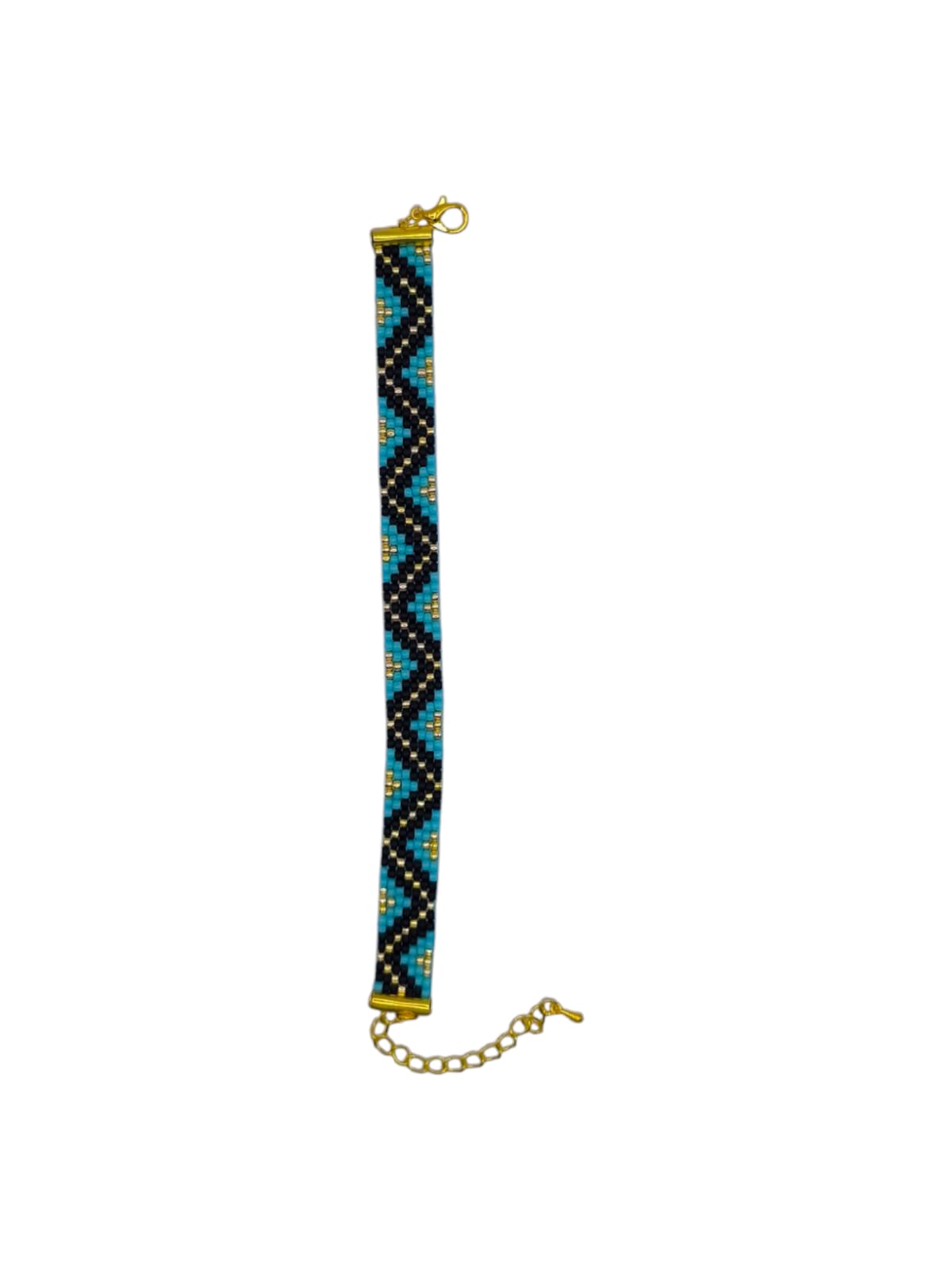 Bratara handmade Turquoise Ice negru albastru si argintiu