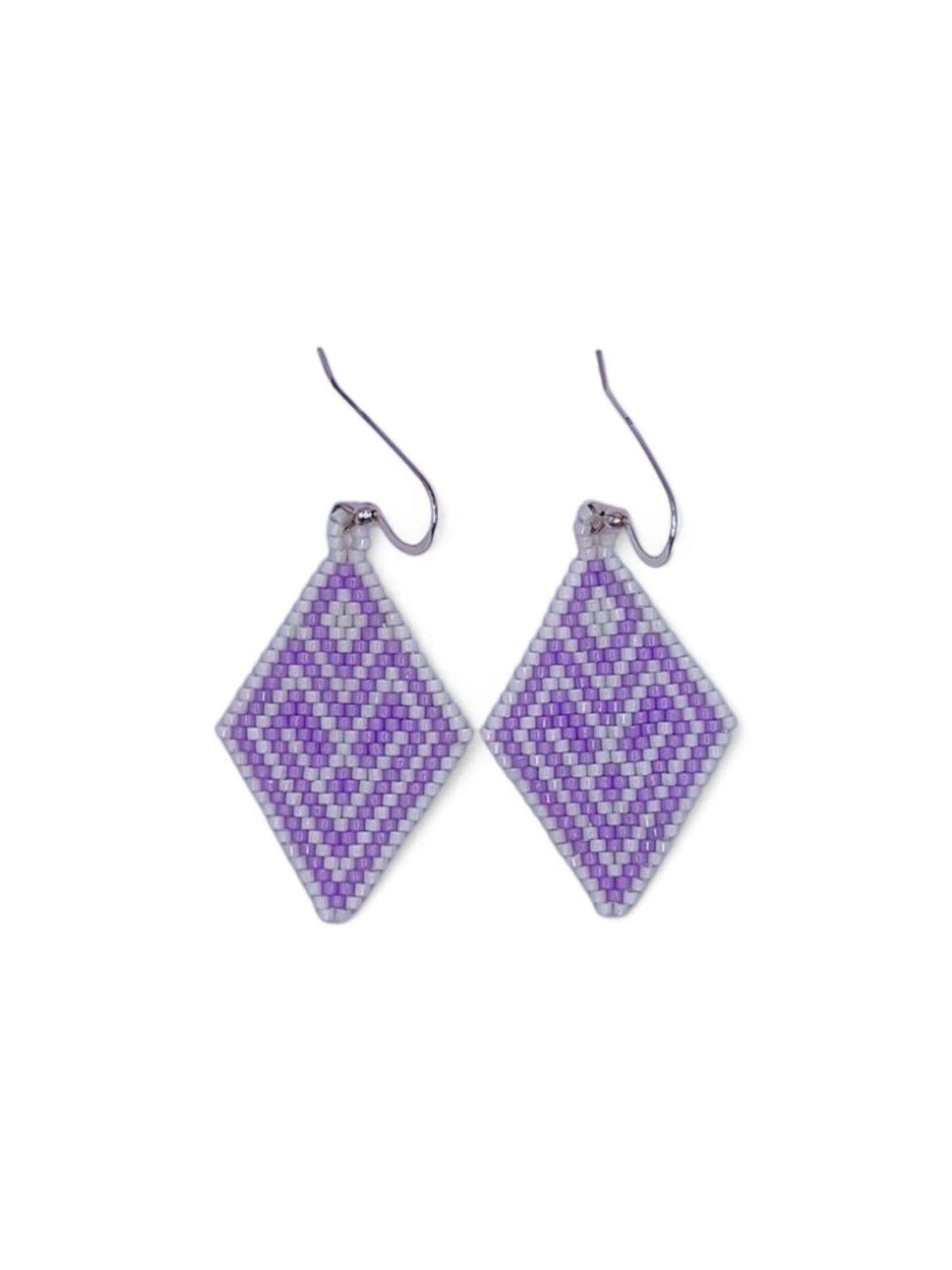 Cercei romb Columbine White alb si mov