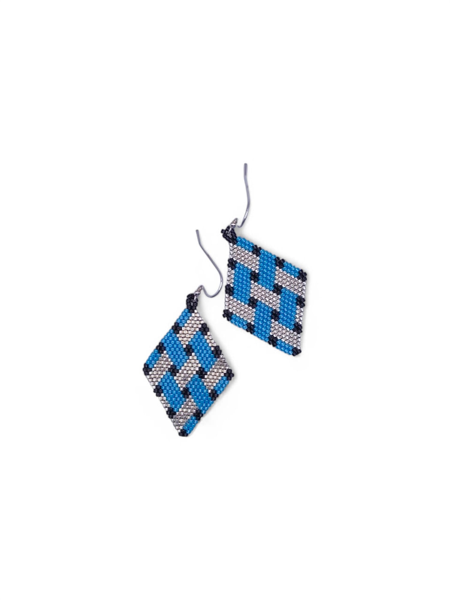 Cercei romb Sterling Blue albastru si argintiu