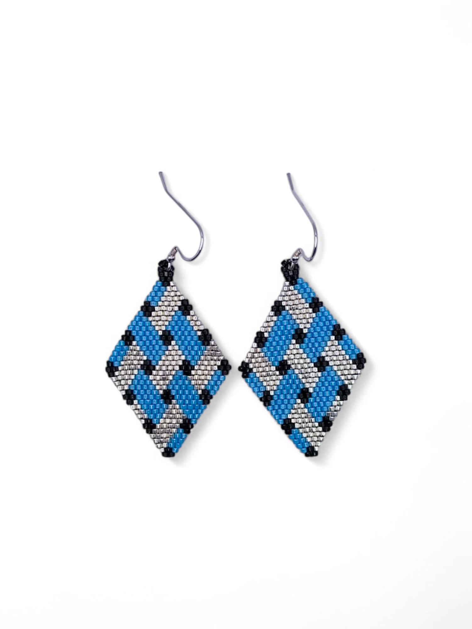 Cercei romb Sterling Blue albastru si argintiu