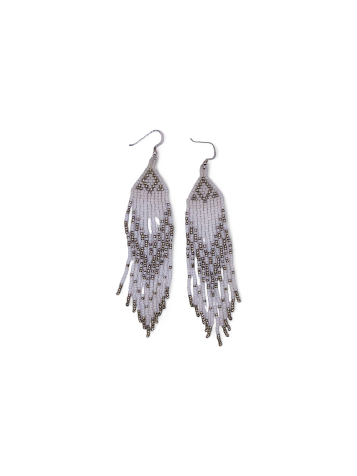 Cercei franjuri Gold Diamond alb si auriu