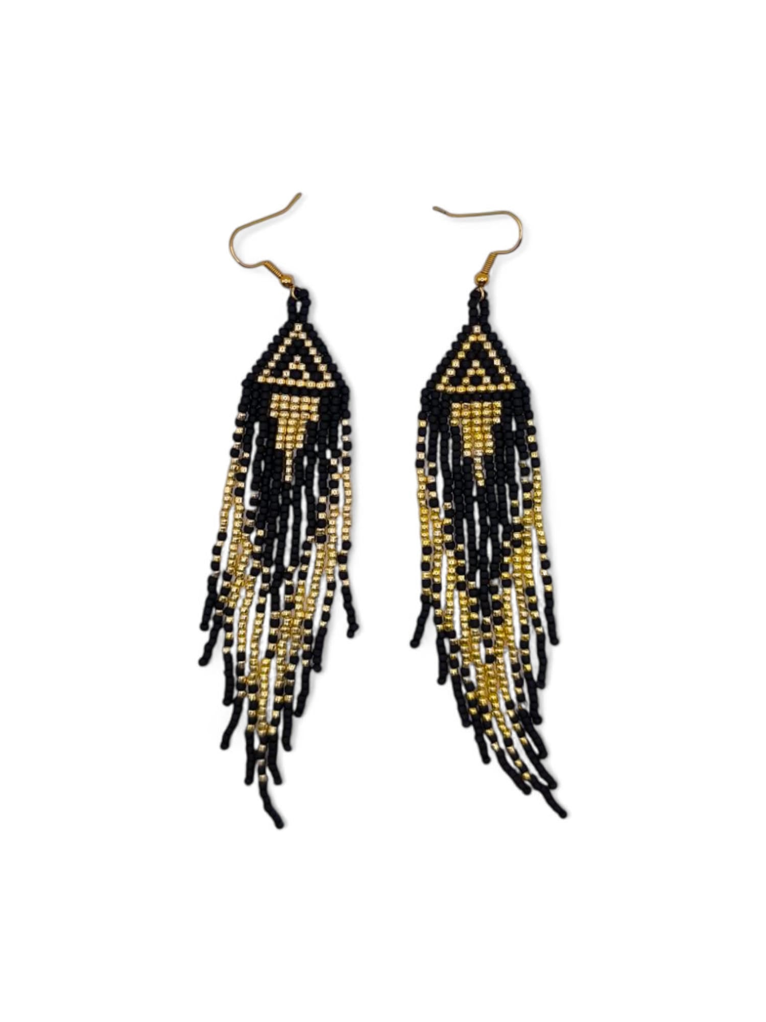 Cercei franjuri Black&Gold negru si auriu