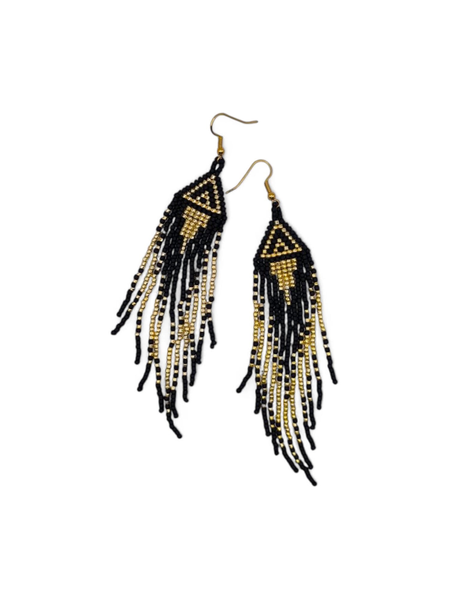 Cercei franjuri Black&Gold negru si auriu