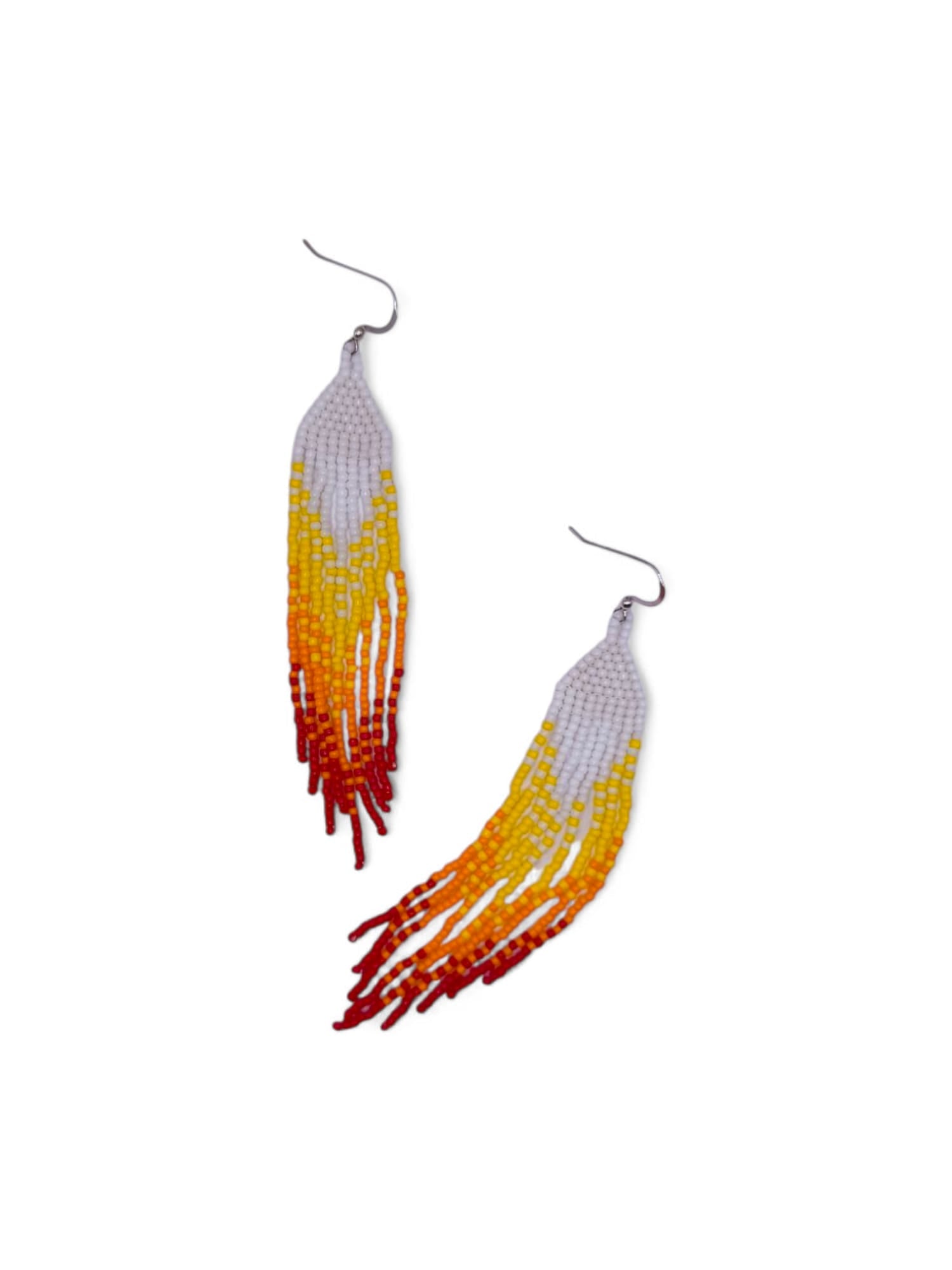 Cercei franjuri Light Fire alb, galben, portocaliu si rosu