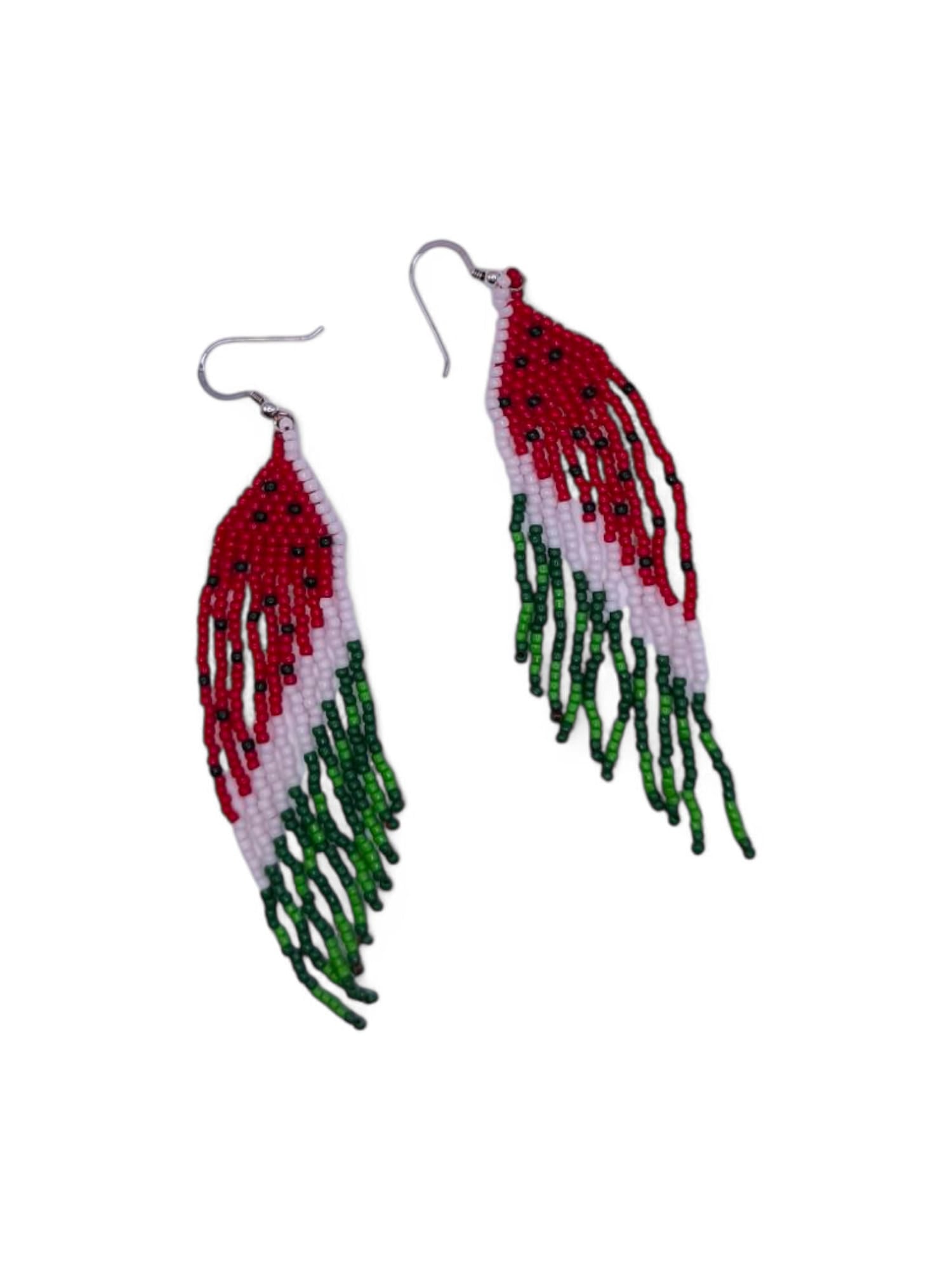 Cercei franjuri Watermelon cu model pepene