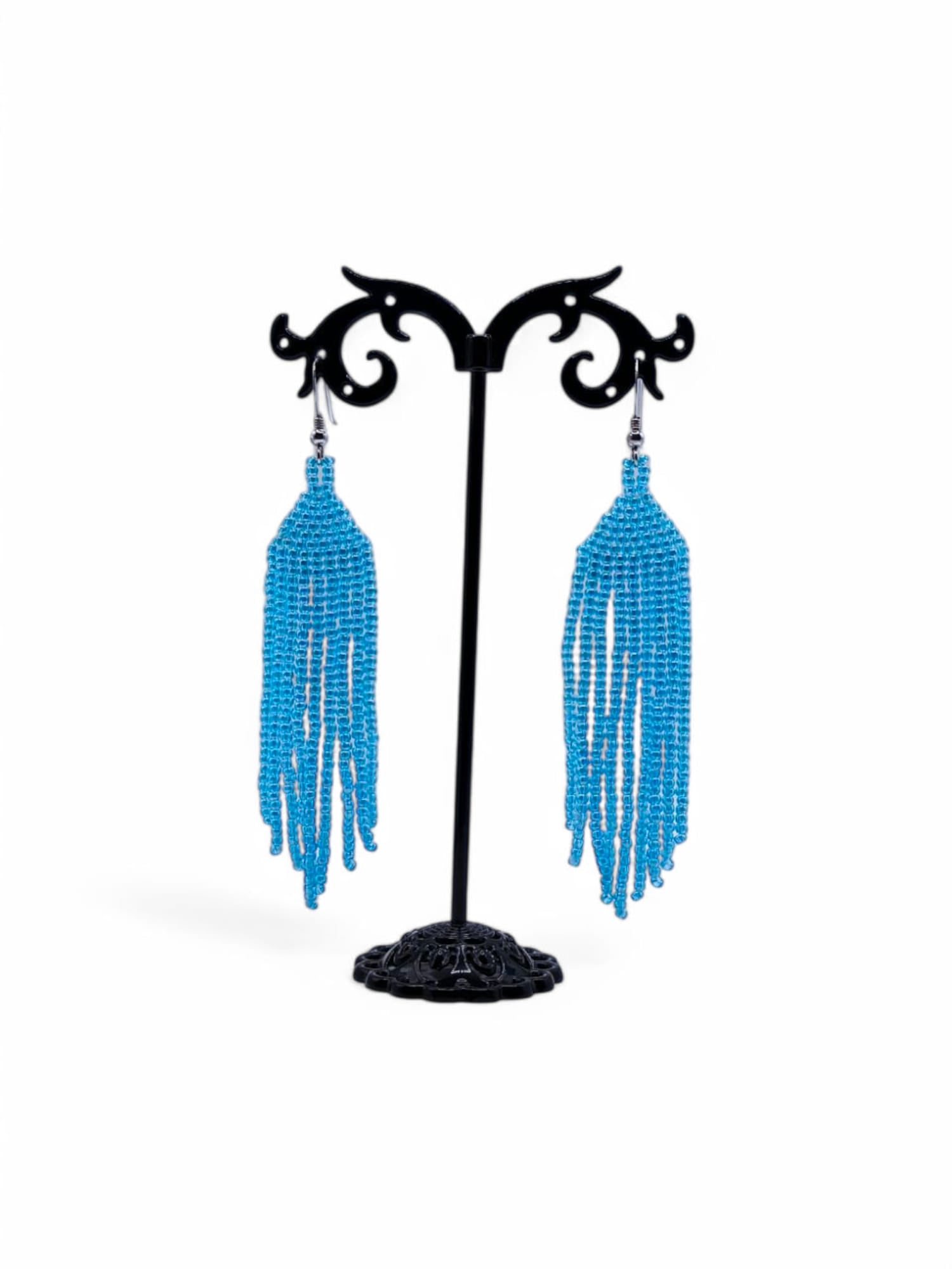 Cercei franjuri Rainbow Aqua albastru