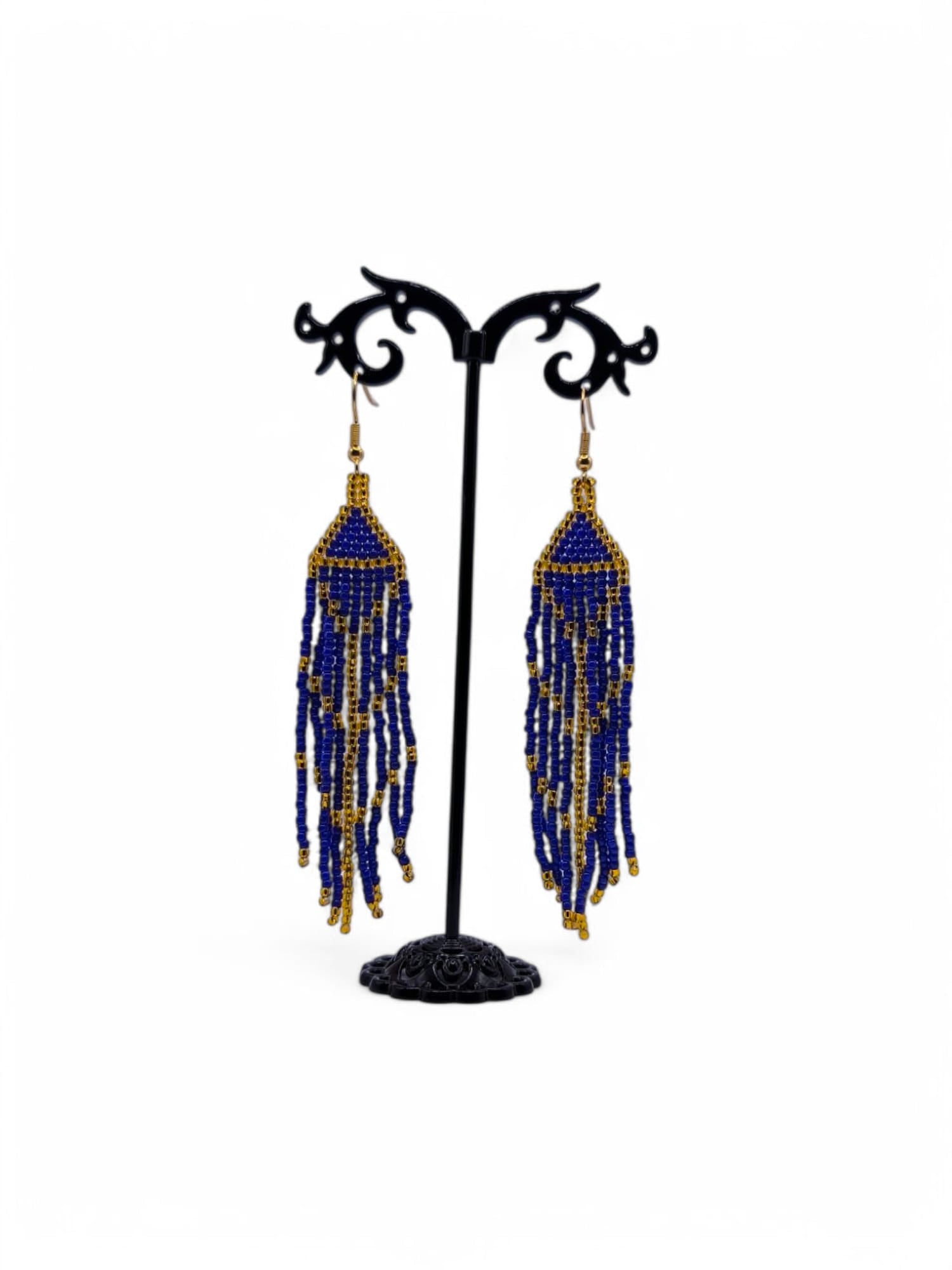 Cercei franjuri Navy Gold albastru si auriu