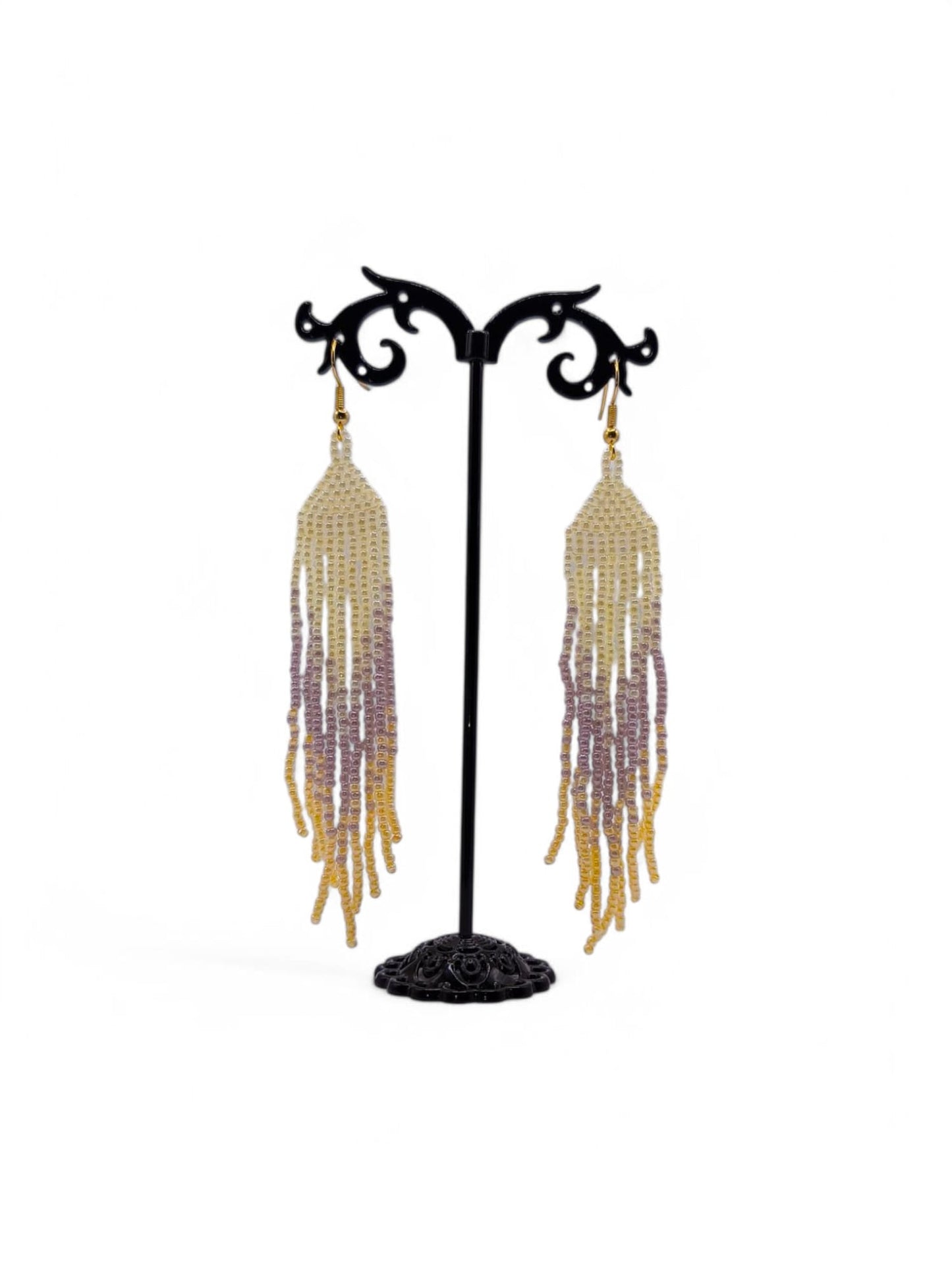 Cercei franjuri Grape Mist bej si mov