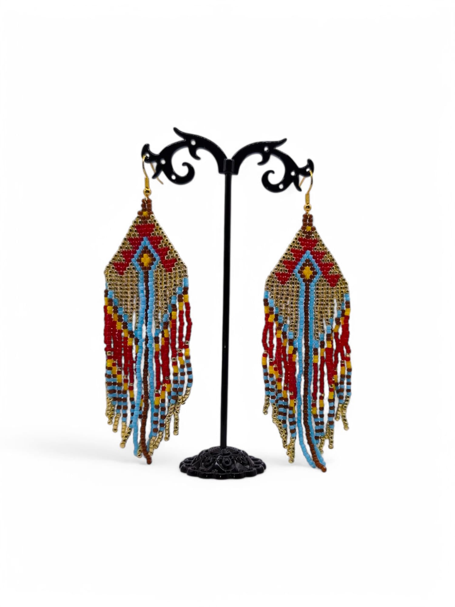 Cercei franjuri Glowing Rose cu model etnic