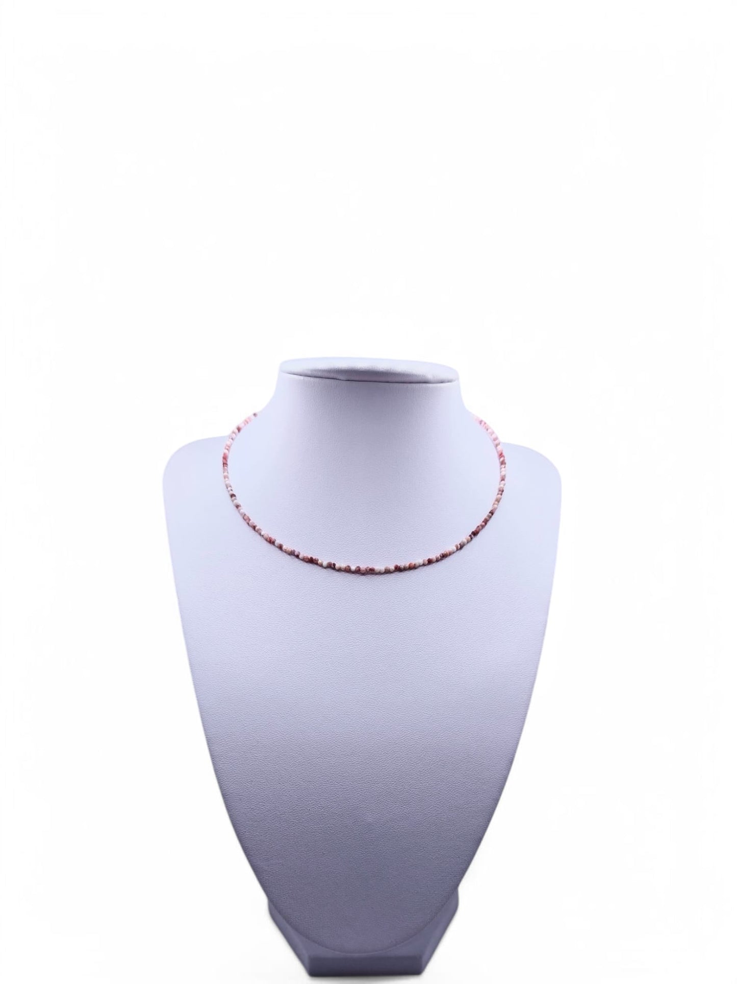 Choker Jasp alb-rosu