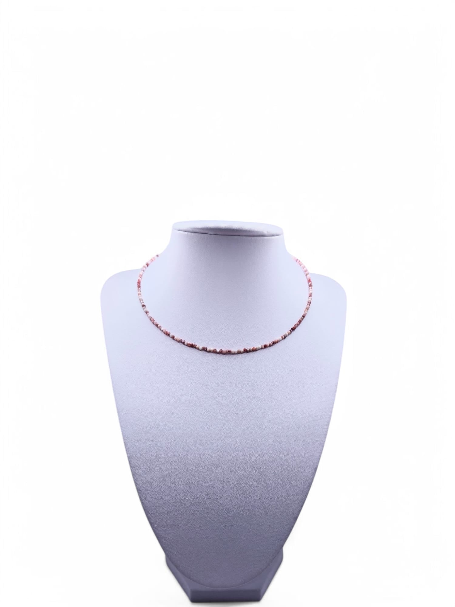 Choker Jasp alb-rosu