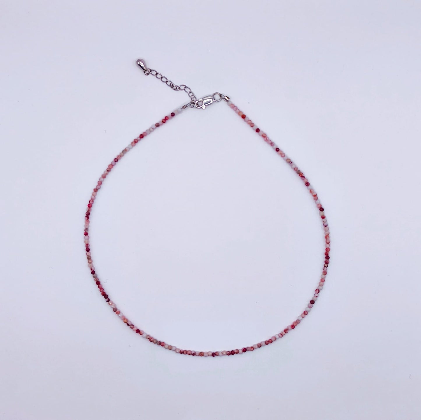 Choker Jasp alb-rosu