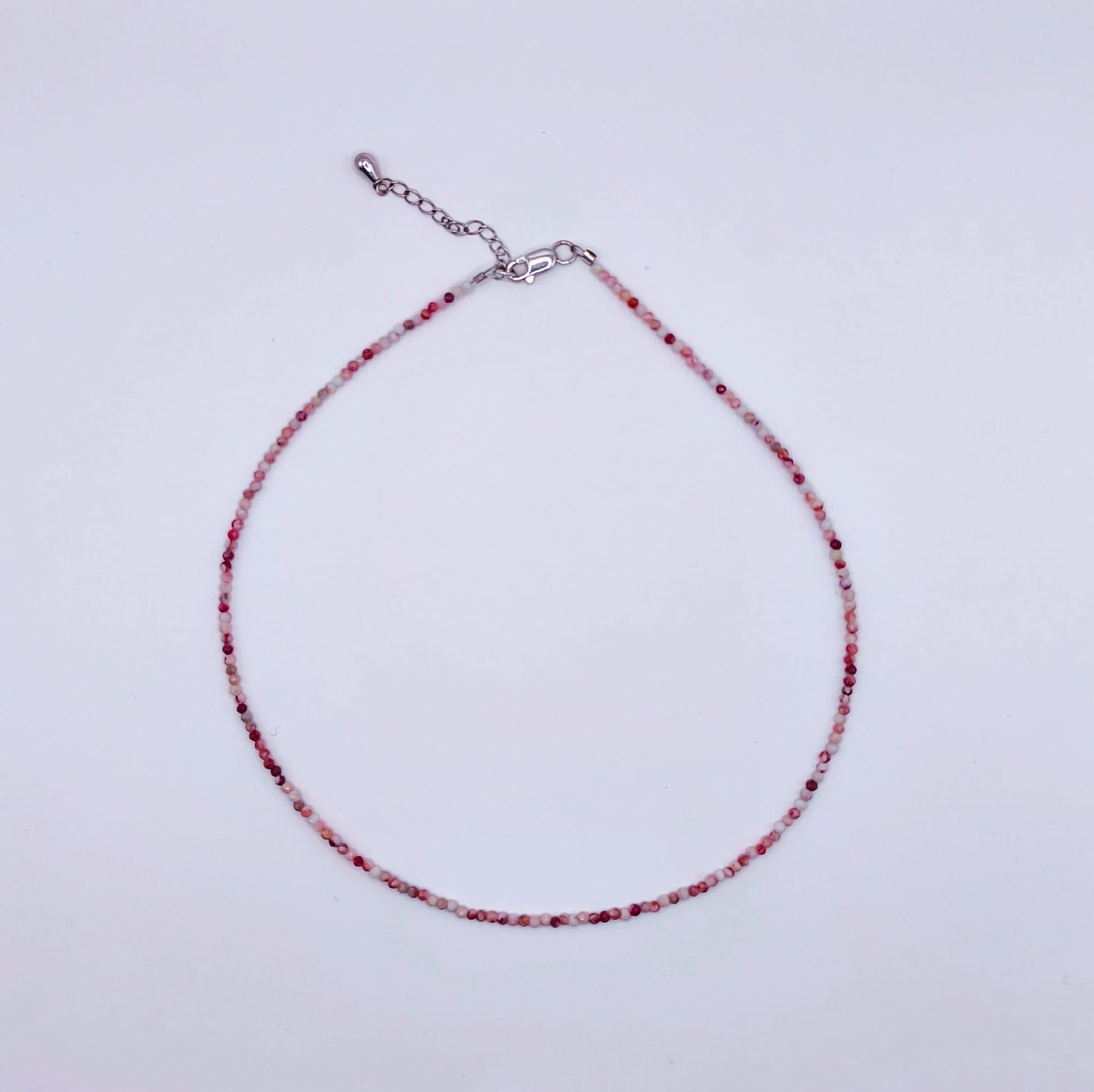 Choker Jasp alb-rosu