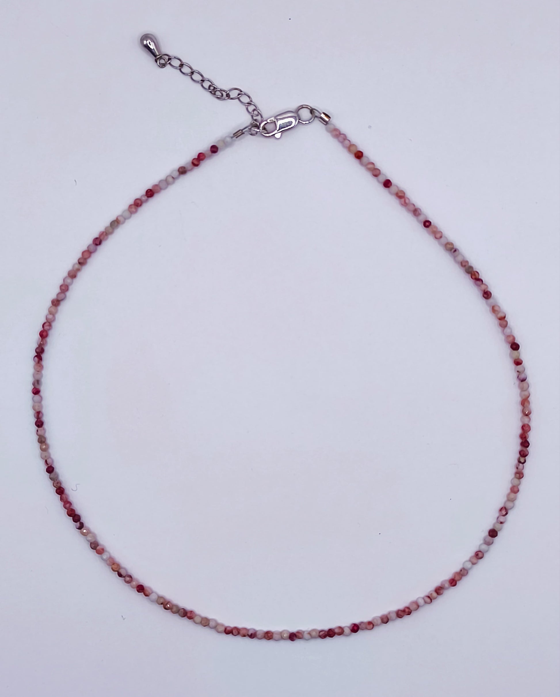 Choker Jasp alb-rosu