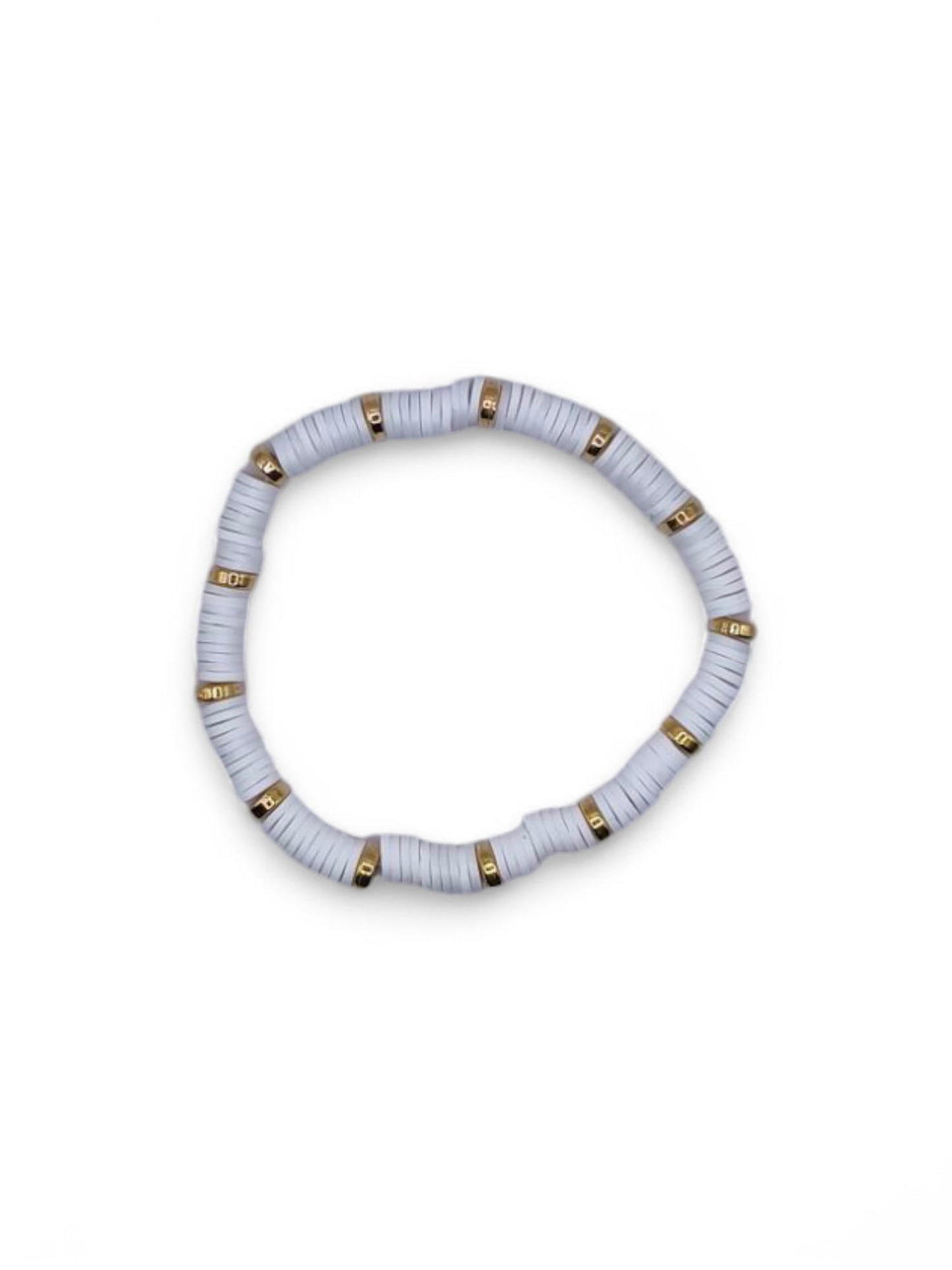 Bratara elastica barbati White Gold alb si auriu