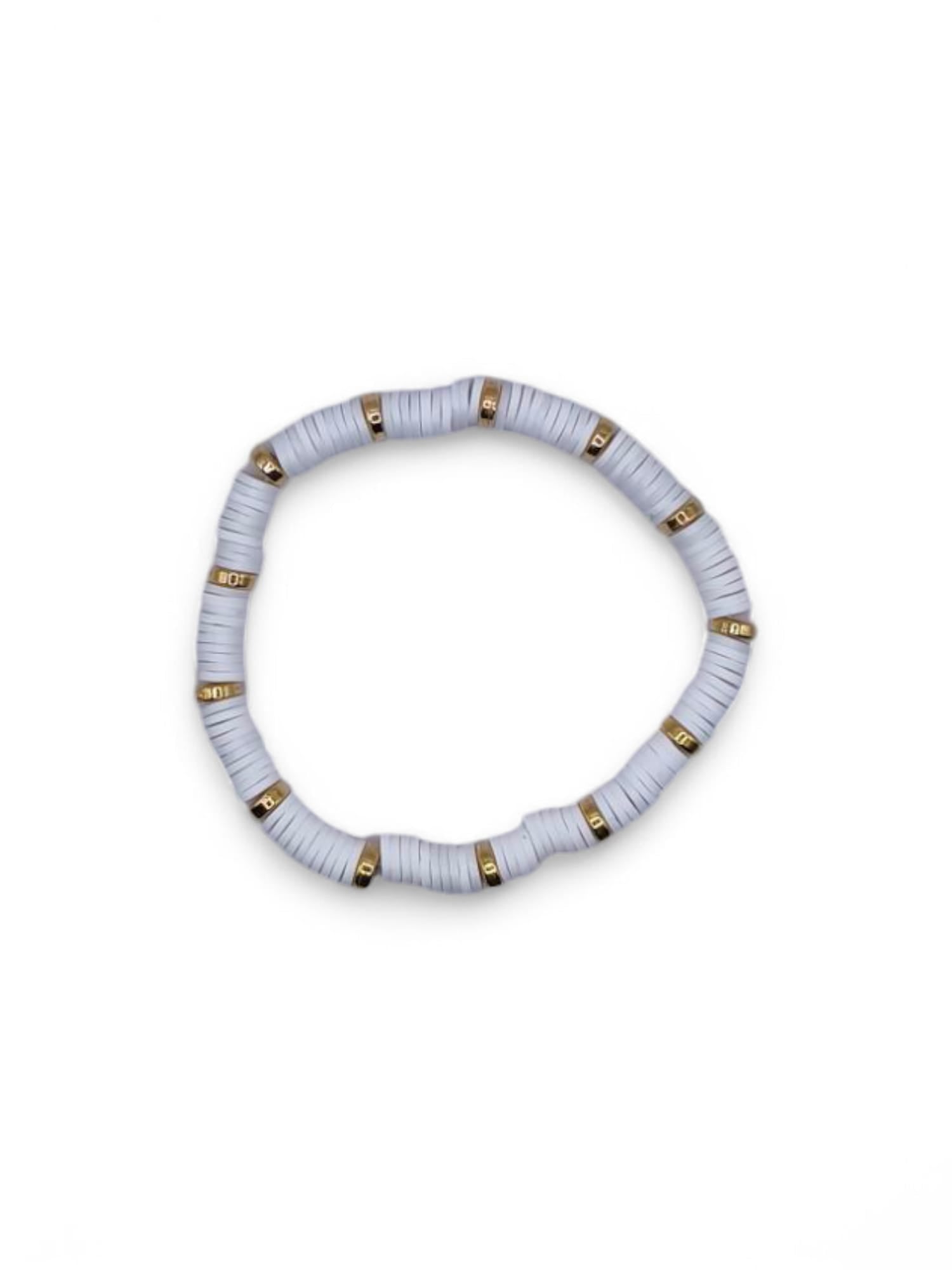 Bratara elastica barbati White Gold alb si auriu