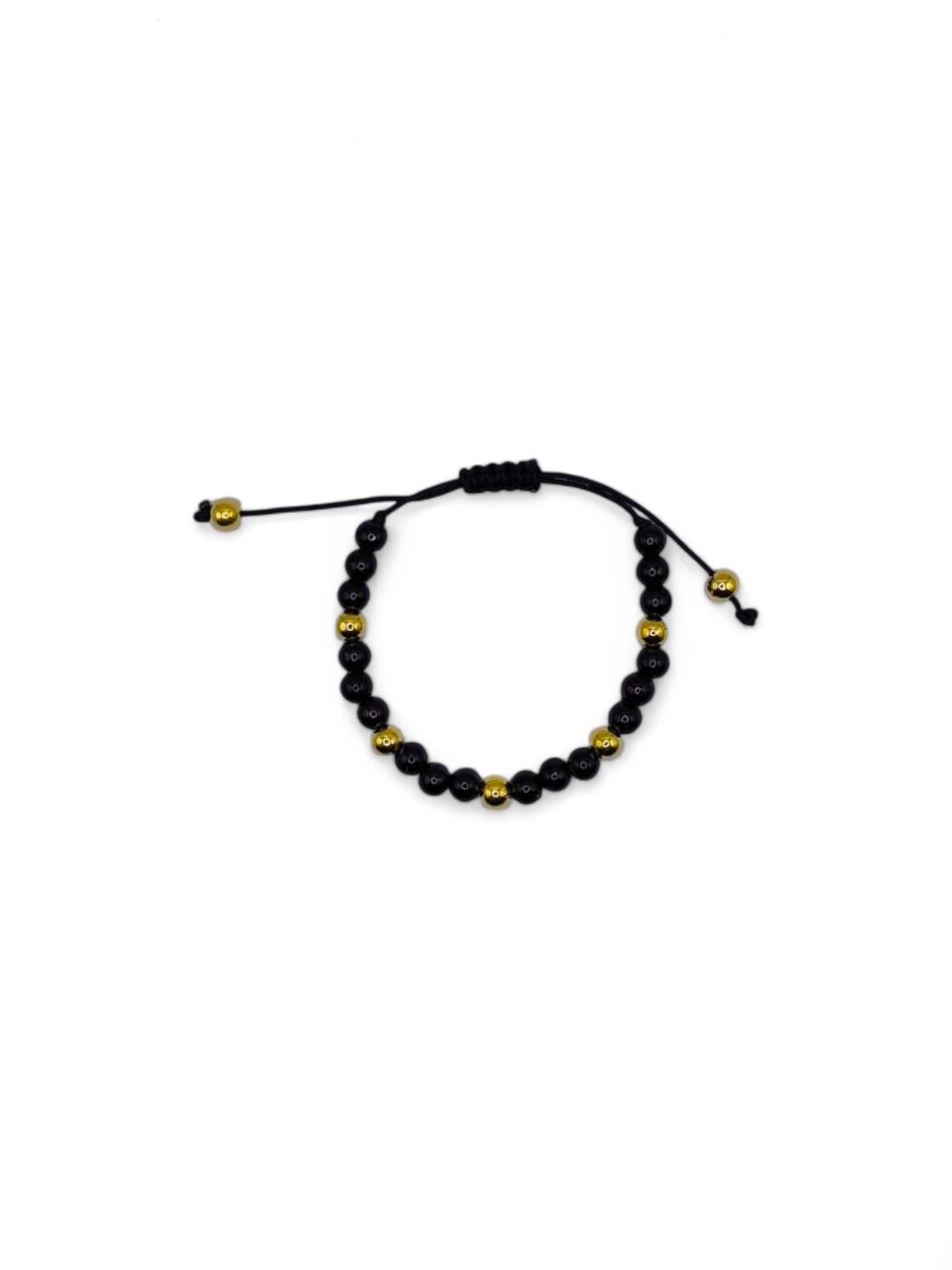 Bratara reglabila barbati Black&Gold Dot negru si auriu