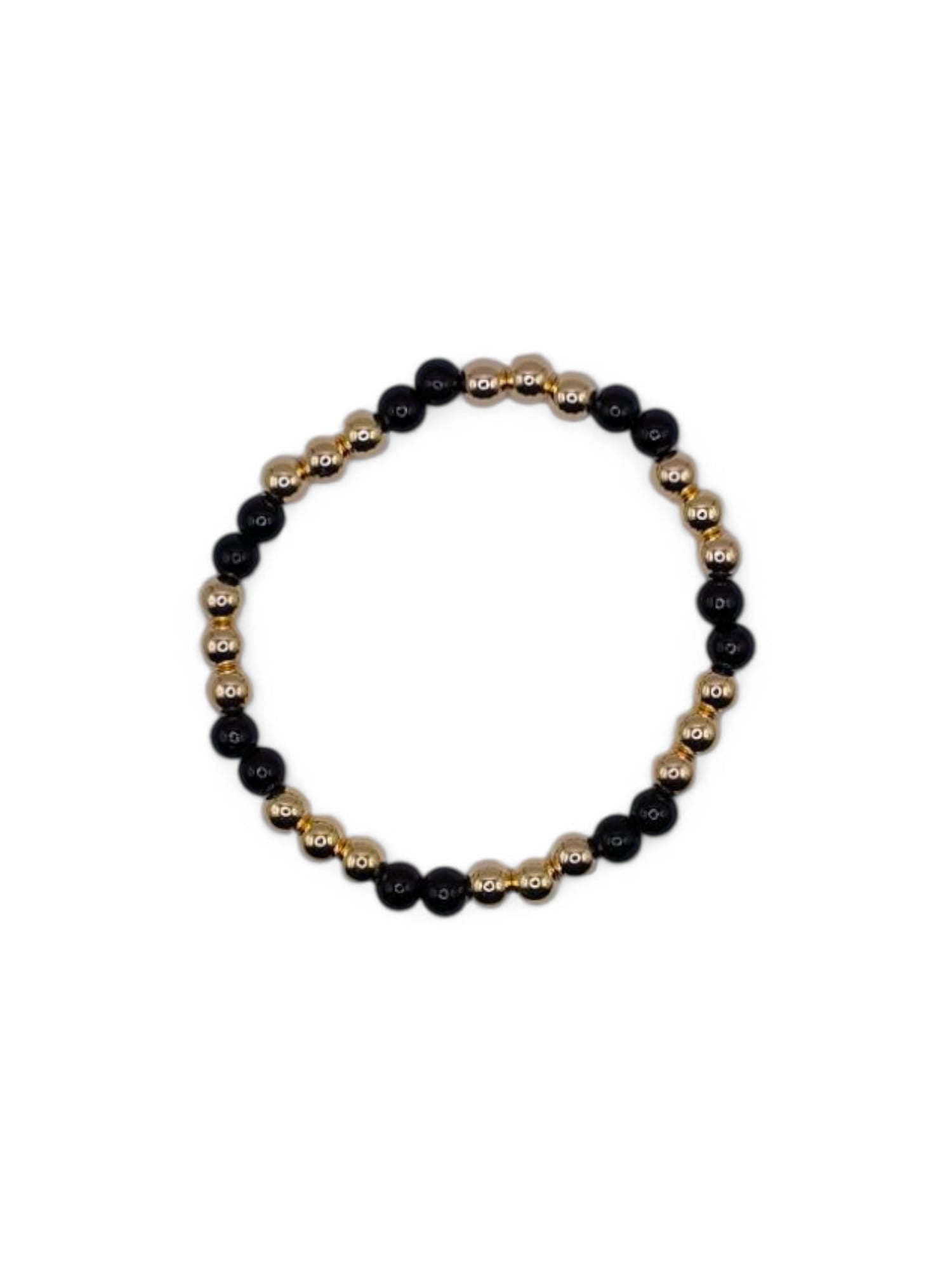 Bratara elastica barbati Black&Gold Dots negru si auriu