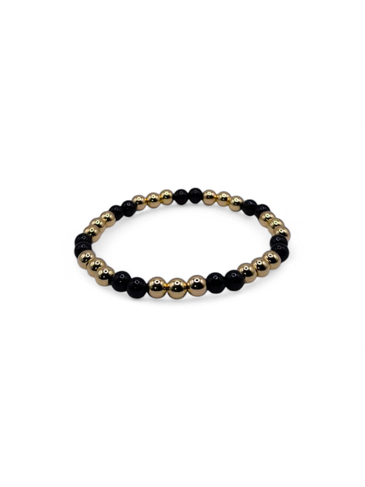 Bratara elastica barbati Black&Gold Dots negru si auriu