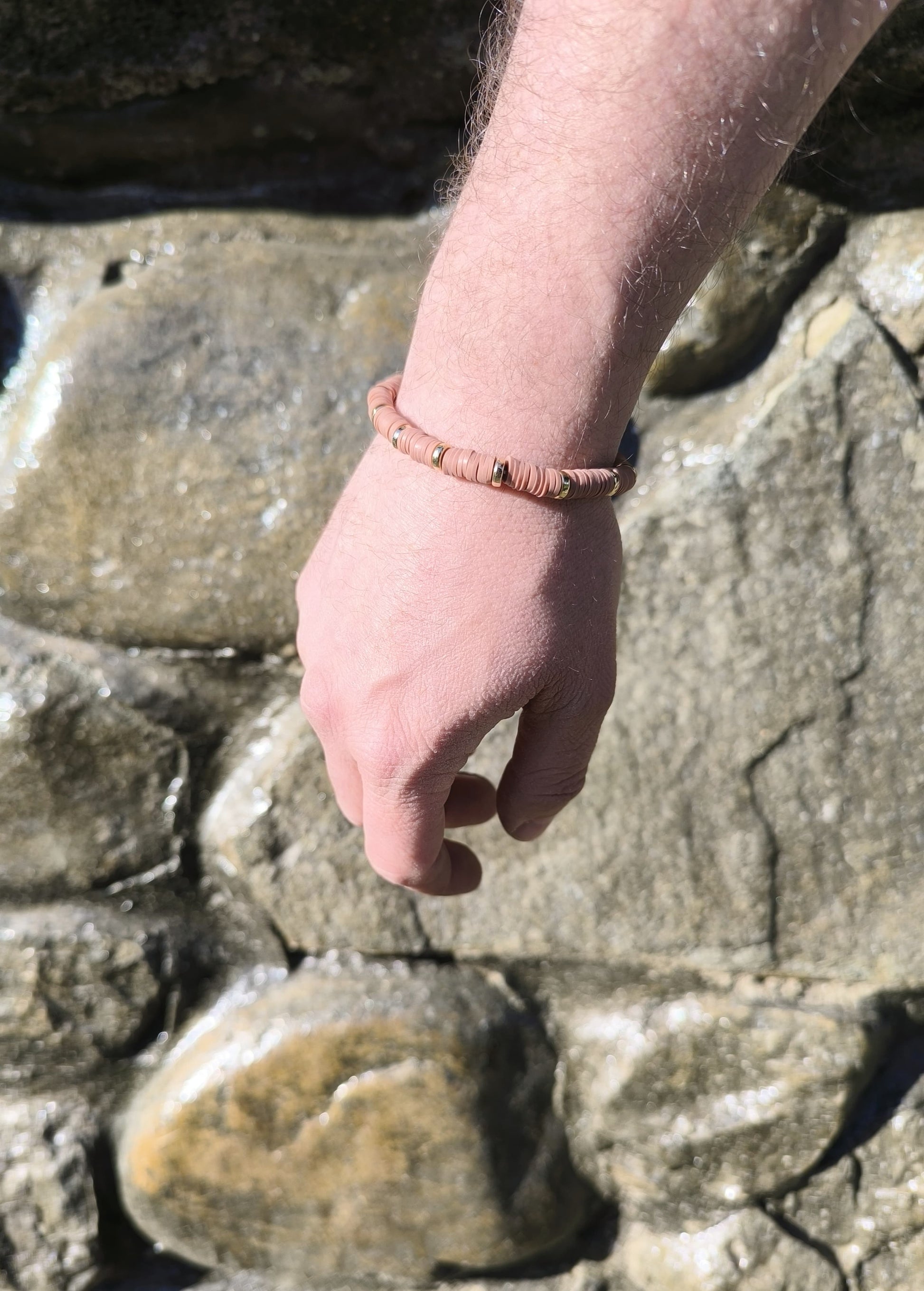 Bratara elastica barbati Brown Gold maro si auriu