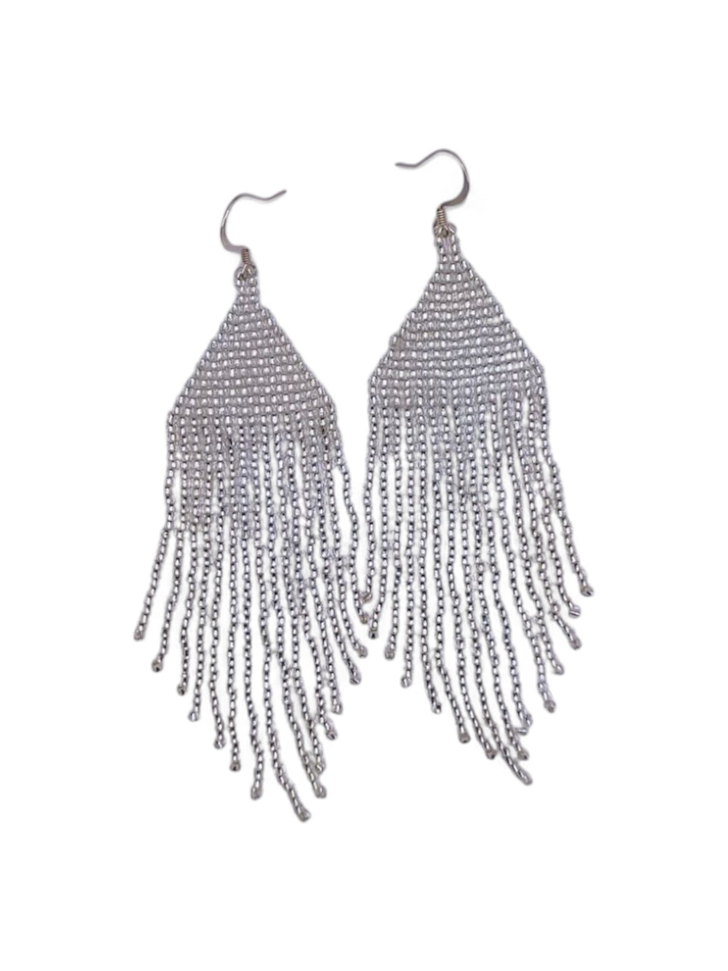 Cercei franjuri Silver Lined argintiu