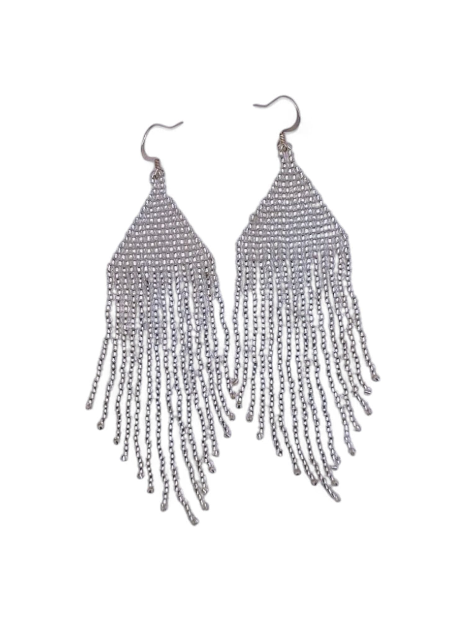 Cercei franjuri Silver Lined argintiu