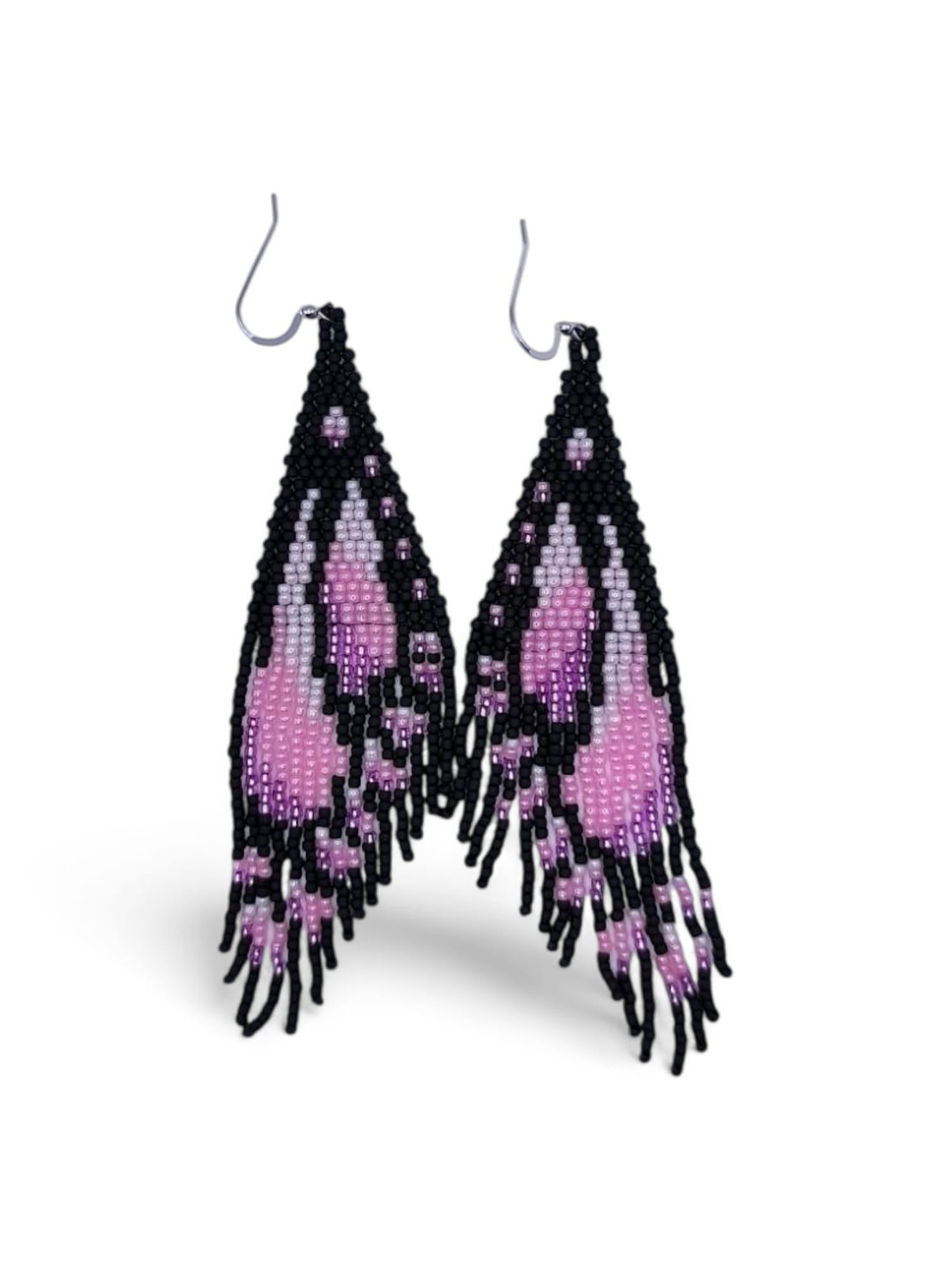Cercei franjuri Purple Butterfly fluture mov