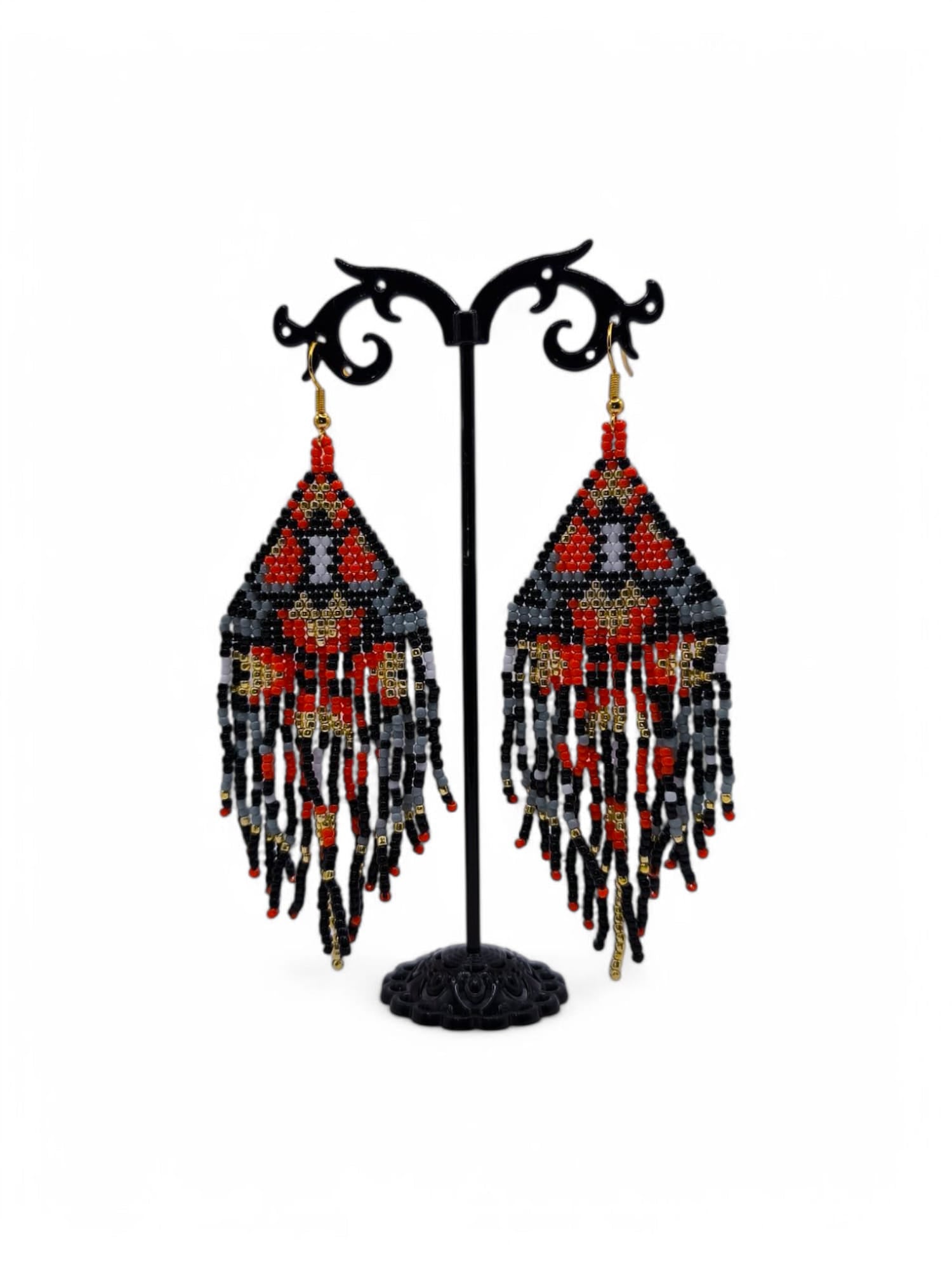 Cercei franjuri Sunset Starlight portocaliu cu negru