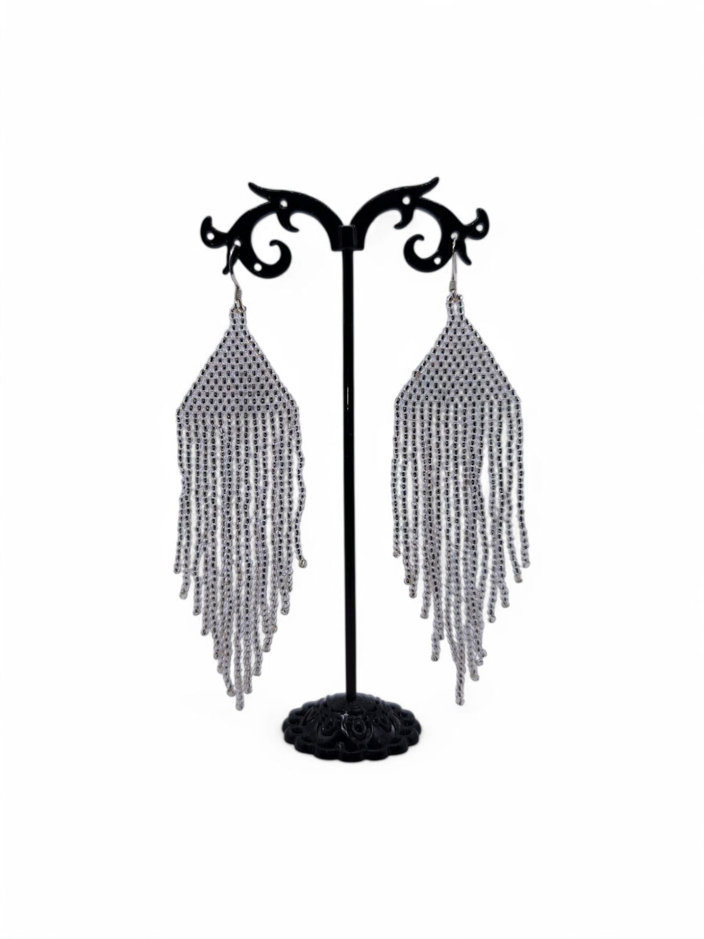 Cercei franjuri Silver Lined argintiu