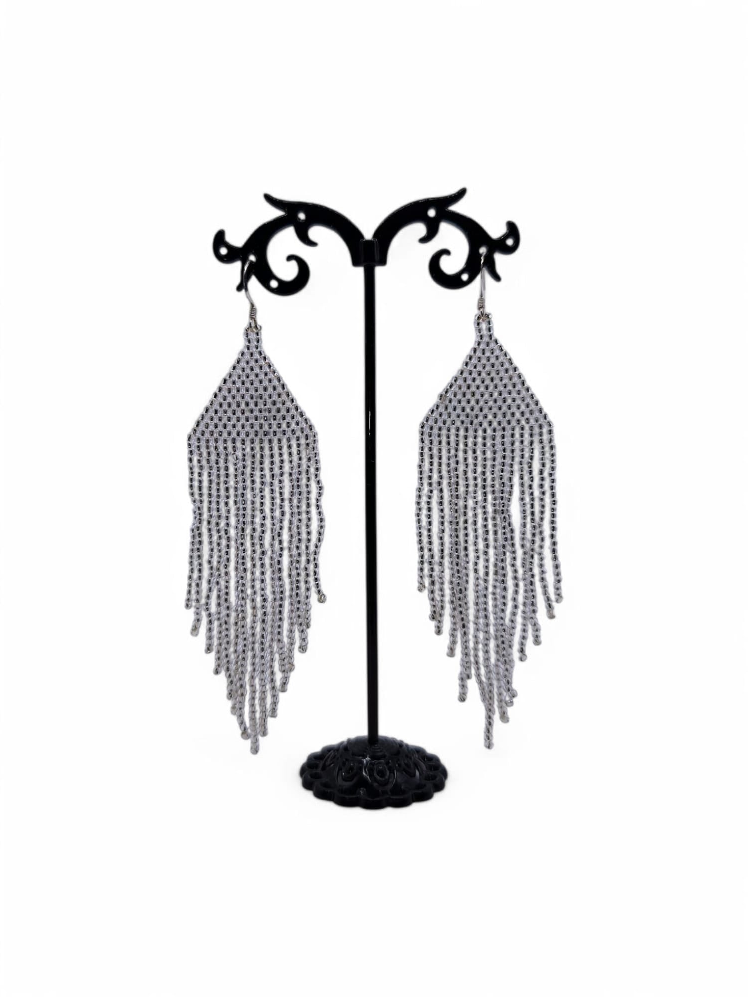 Cercei franjuri Silver Lined argintiu