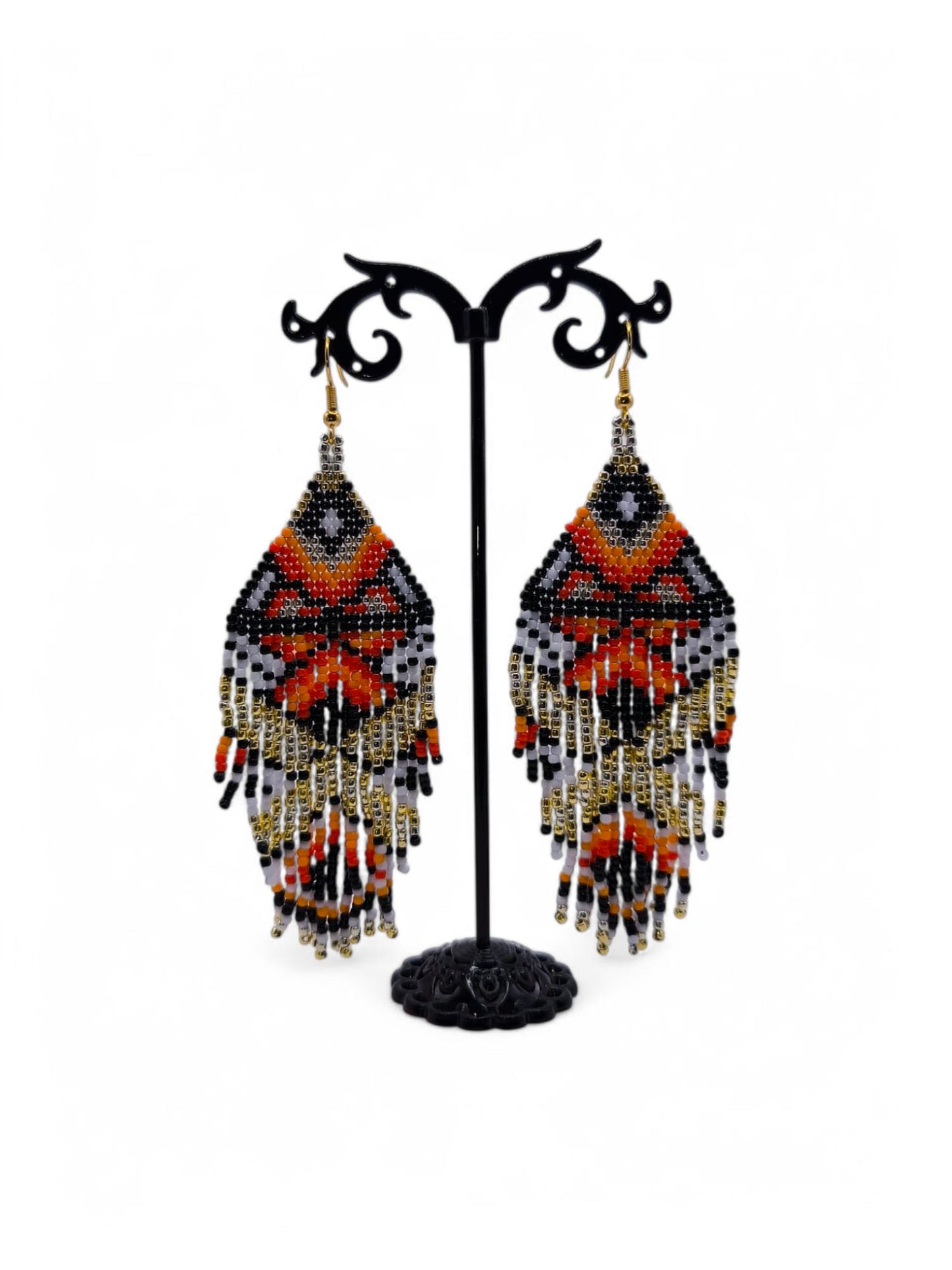 Cercei franjuri Starlight Butterfly portocaliu cu auriu si negru