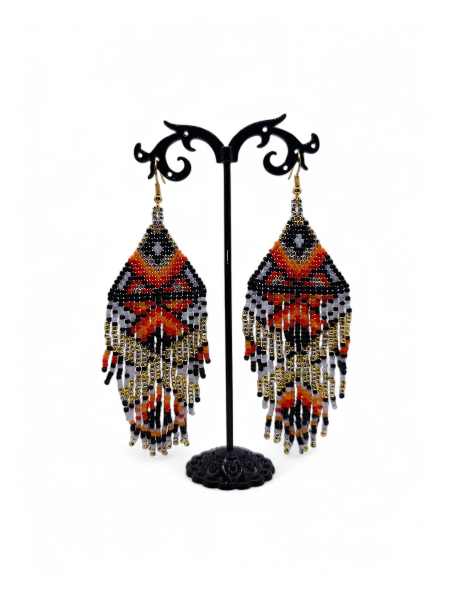 Cercei franjuri Starlight Butterfly portocaliu cu auriu si negru