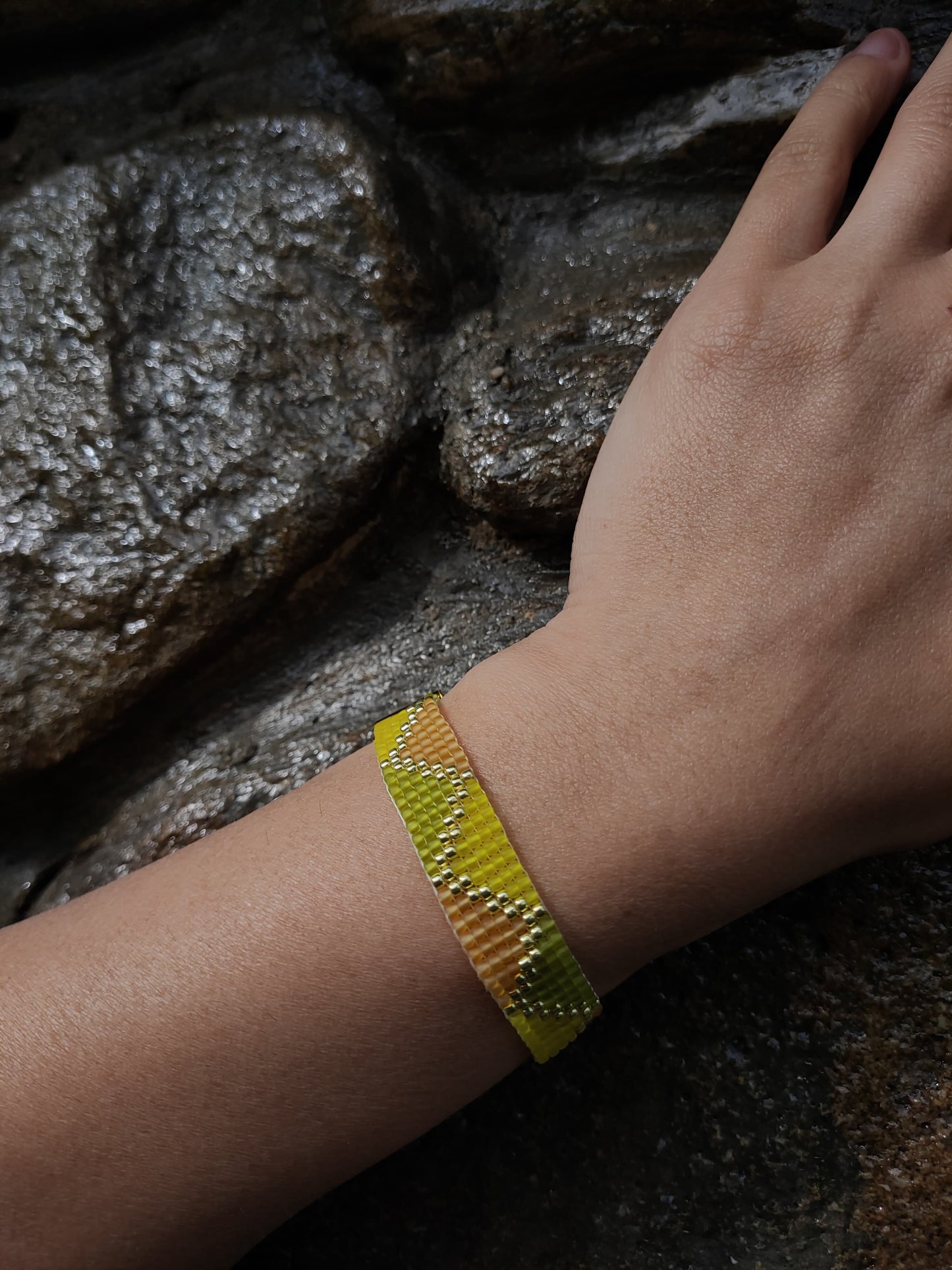 Bratara tesuta handmade Lemon Lime galben