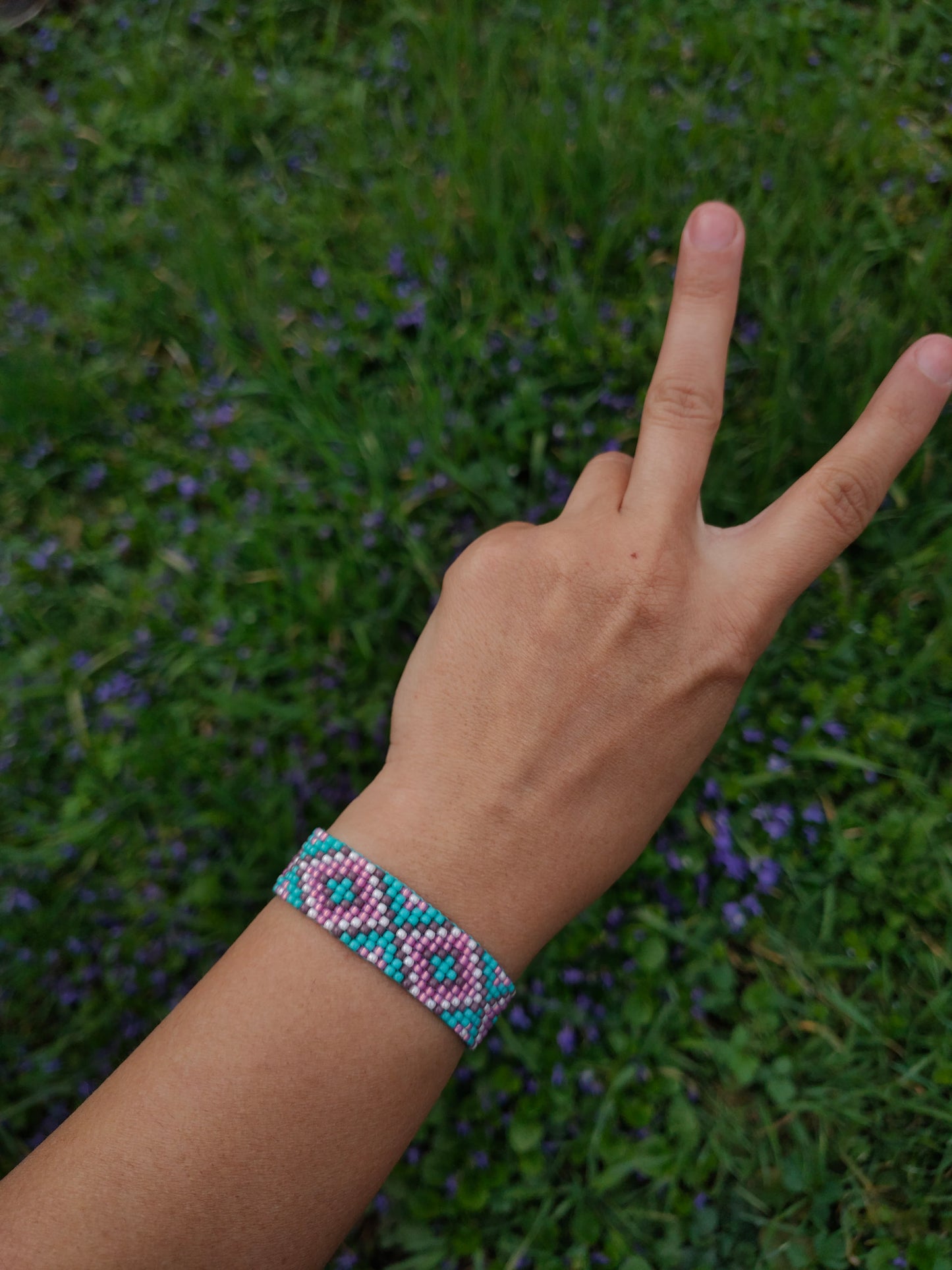 Bratara tesuta handmade Cotton Candy albastru si roz