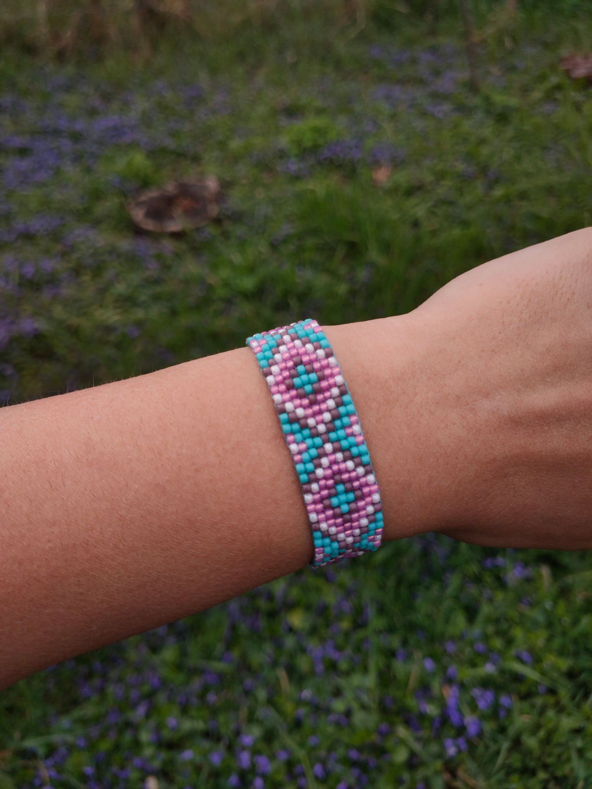 Bratara tesuta handmade Cotton Candy albastru si roz