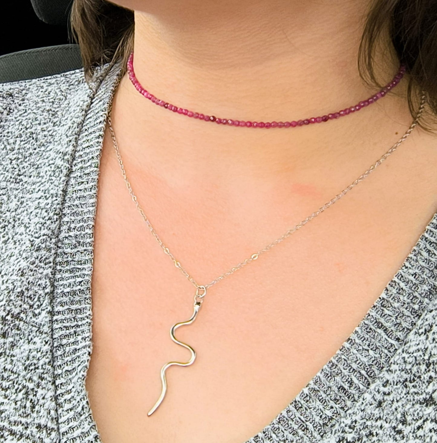 Choker colier handmade Rubin