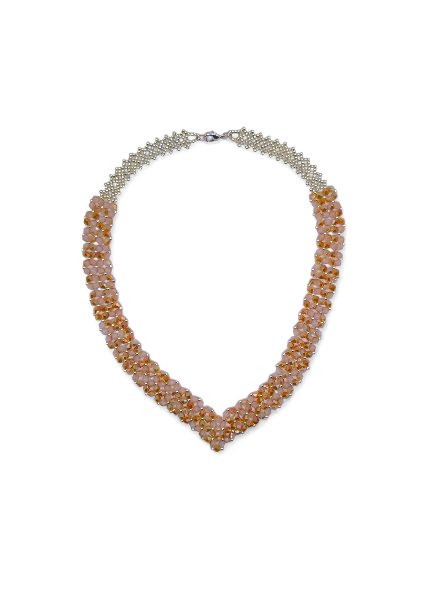 Colier handmade Nude Silver bej