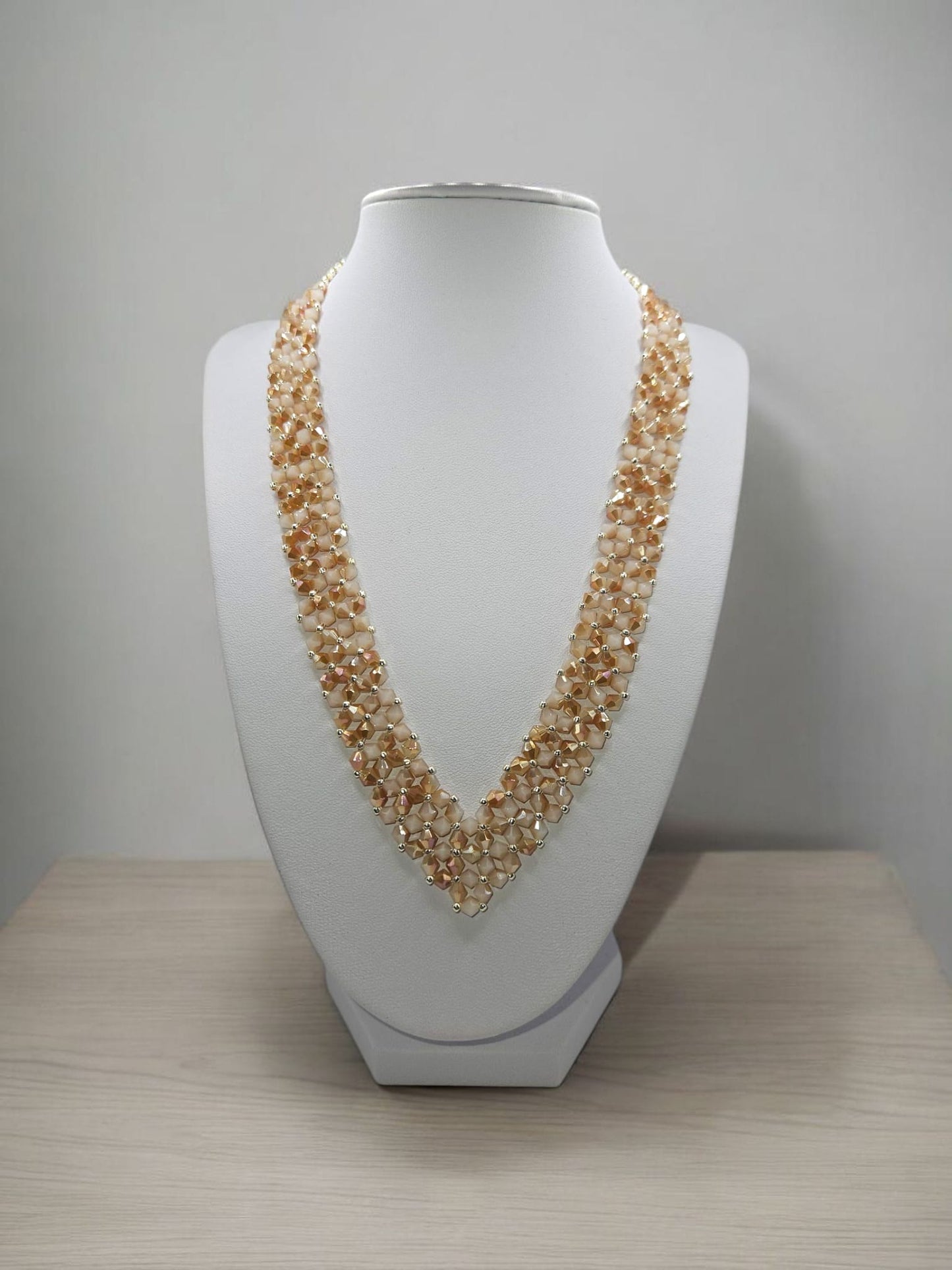 Colier handmade Nude Silver bej