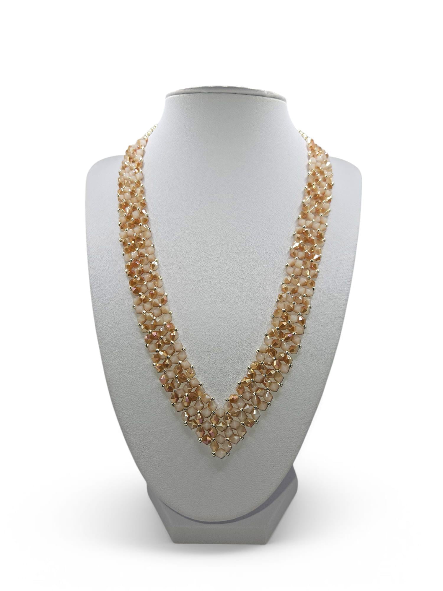 Colier handmade Nude Silver bej