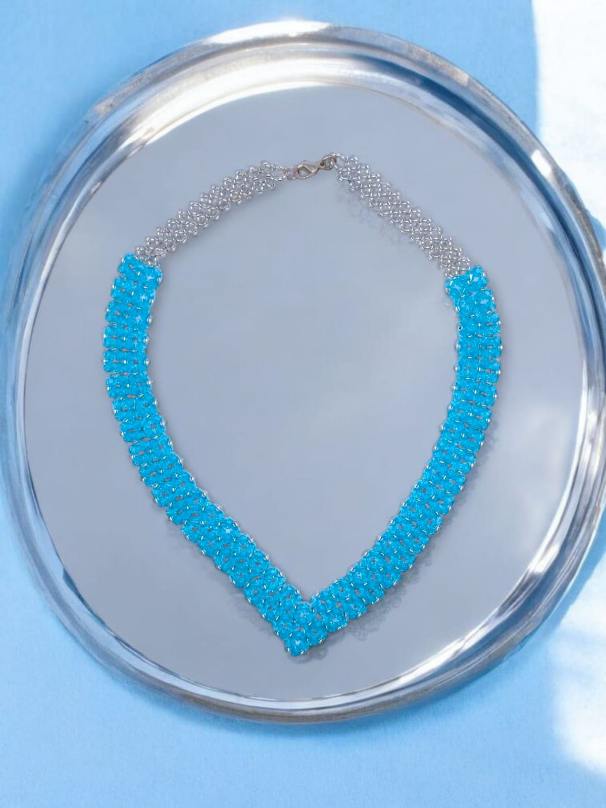 Colier handmade Summer Sky albastru deschis