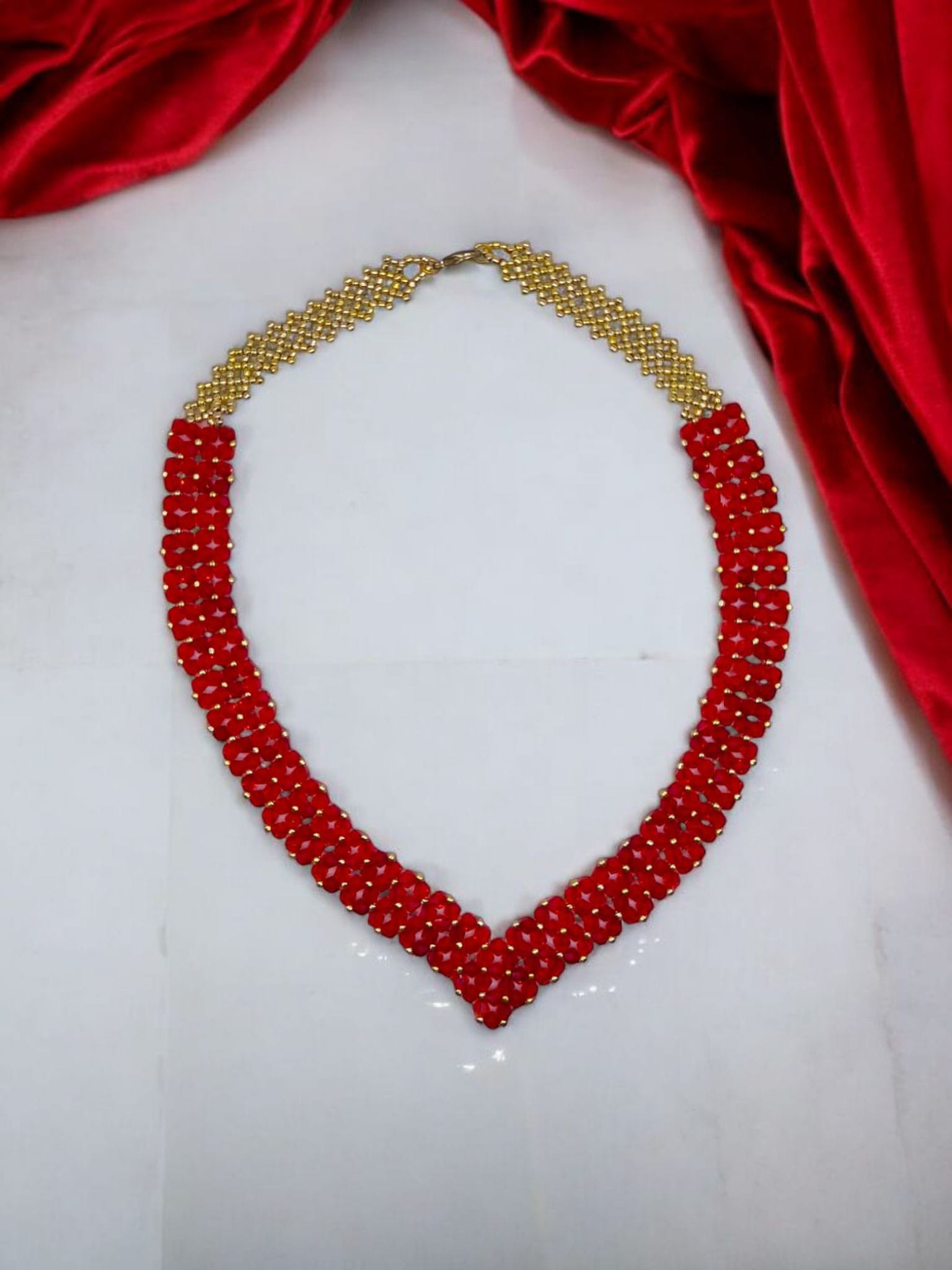 Colier handmade Cherry Red rosu