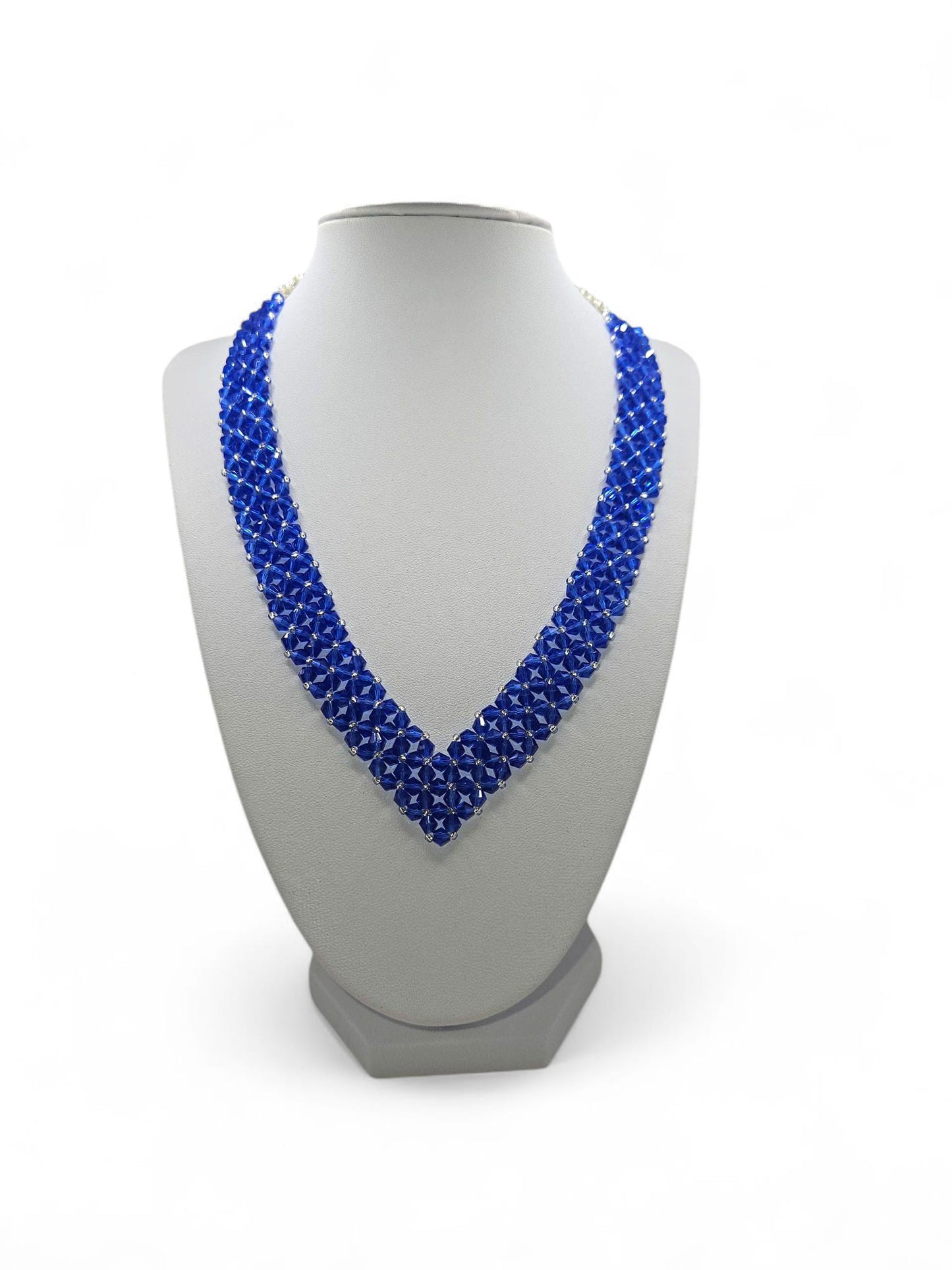 Colier handmade Silver Cobalt albastru si argintiu