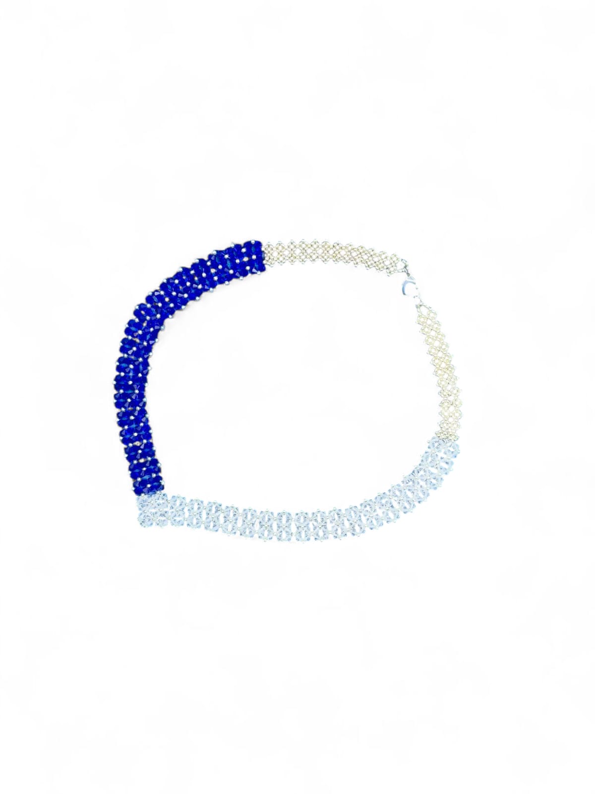 Colier handmade Midnight Glow albastru si argintiu