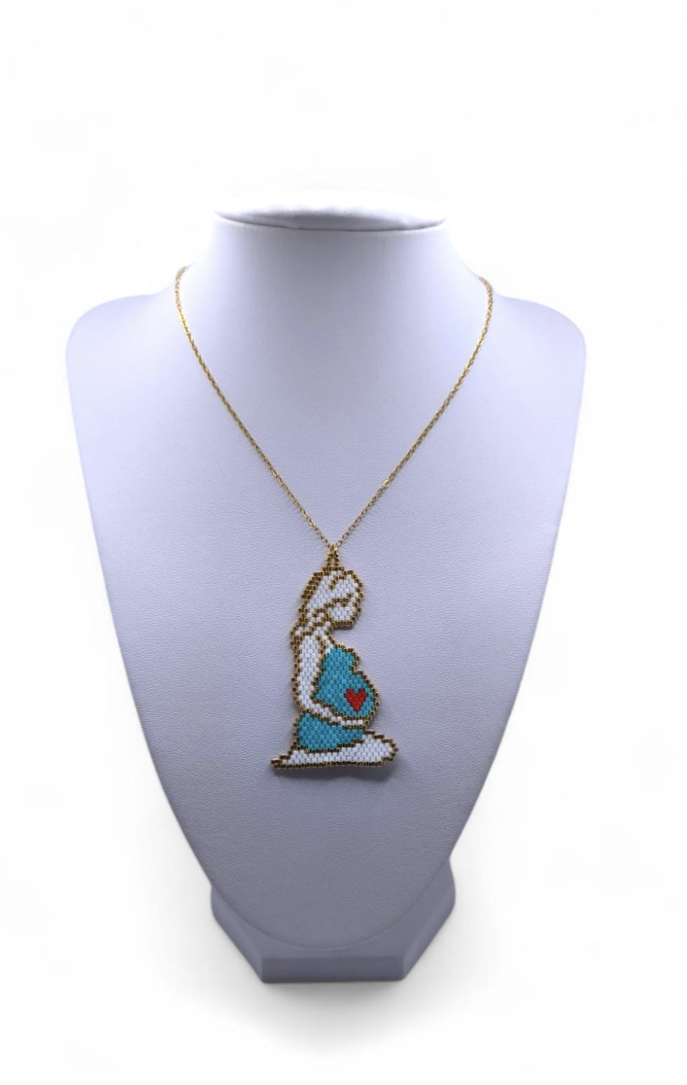 Colier cu pandantiv Mama si minune albastru baiat