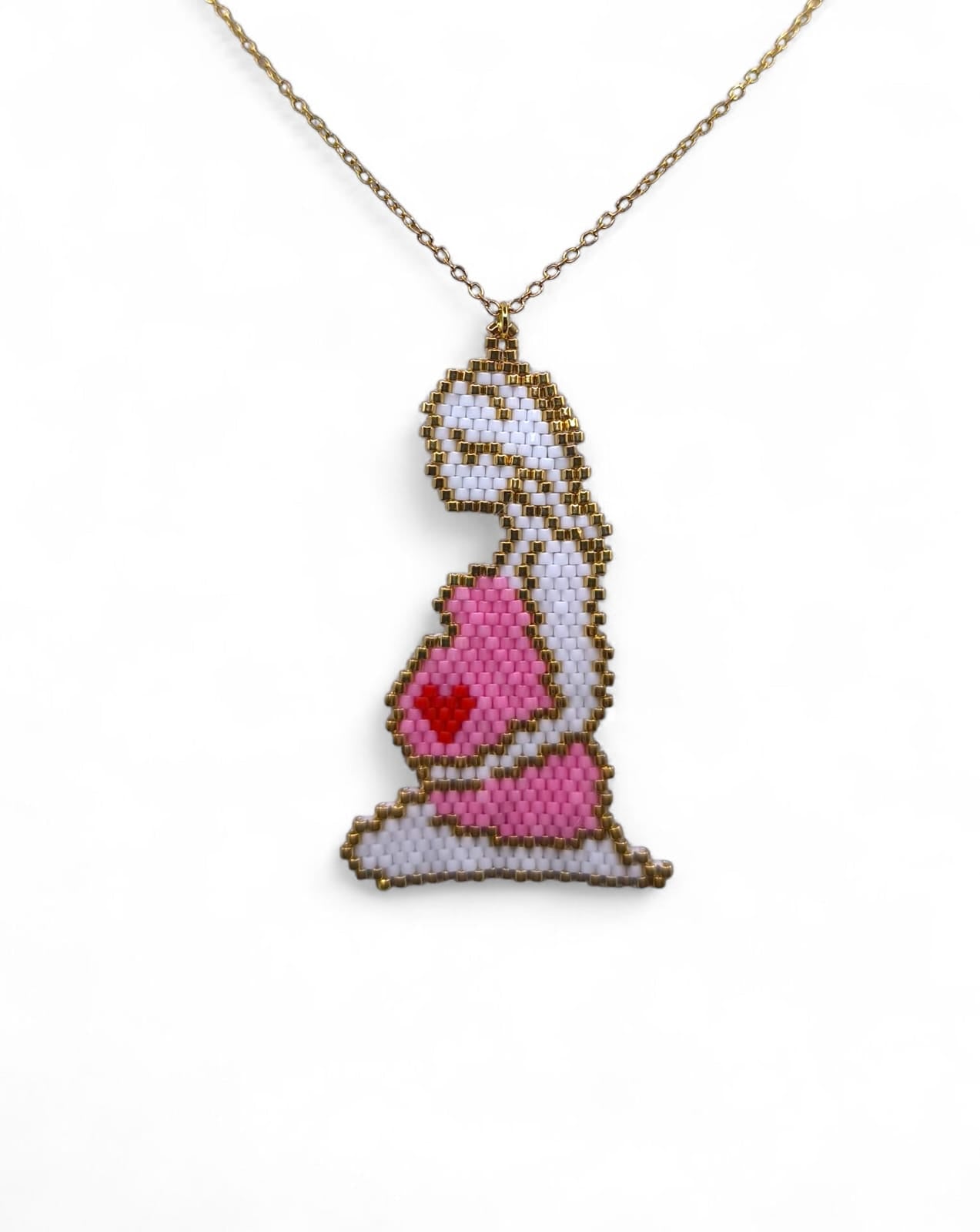 Colier cu pandantiv Mama si minune roz fetita